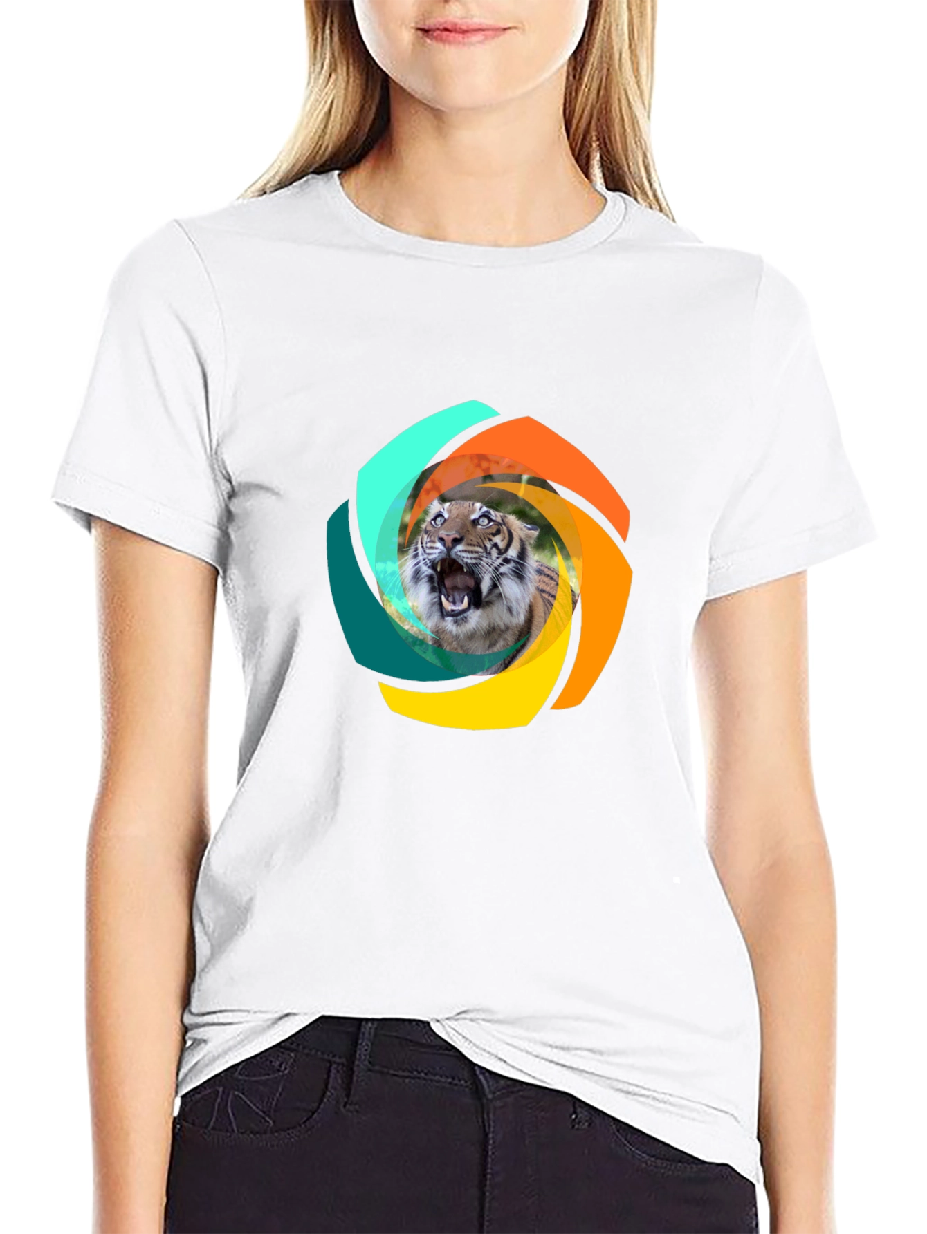 Tiger Swirl Graphic Black T-Shirt