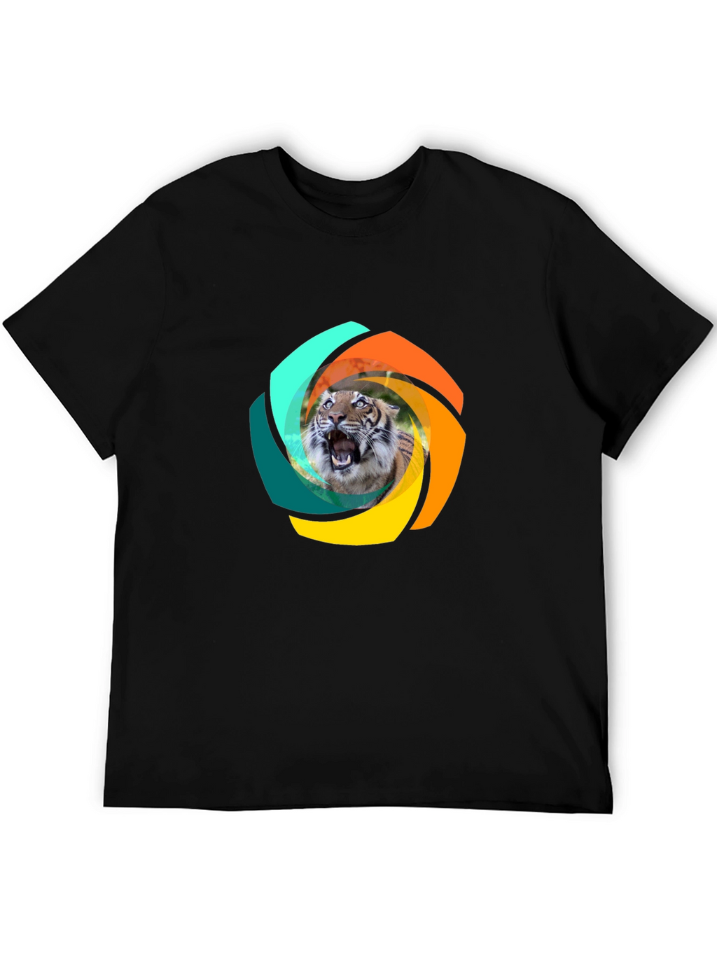 Tiger Swirl Graphic Black T-Shirt
