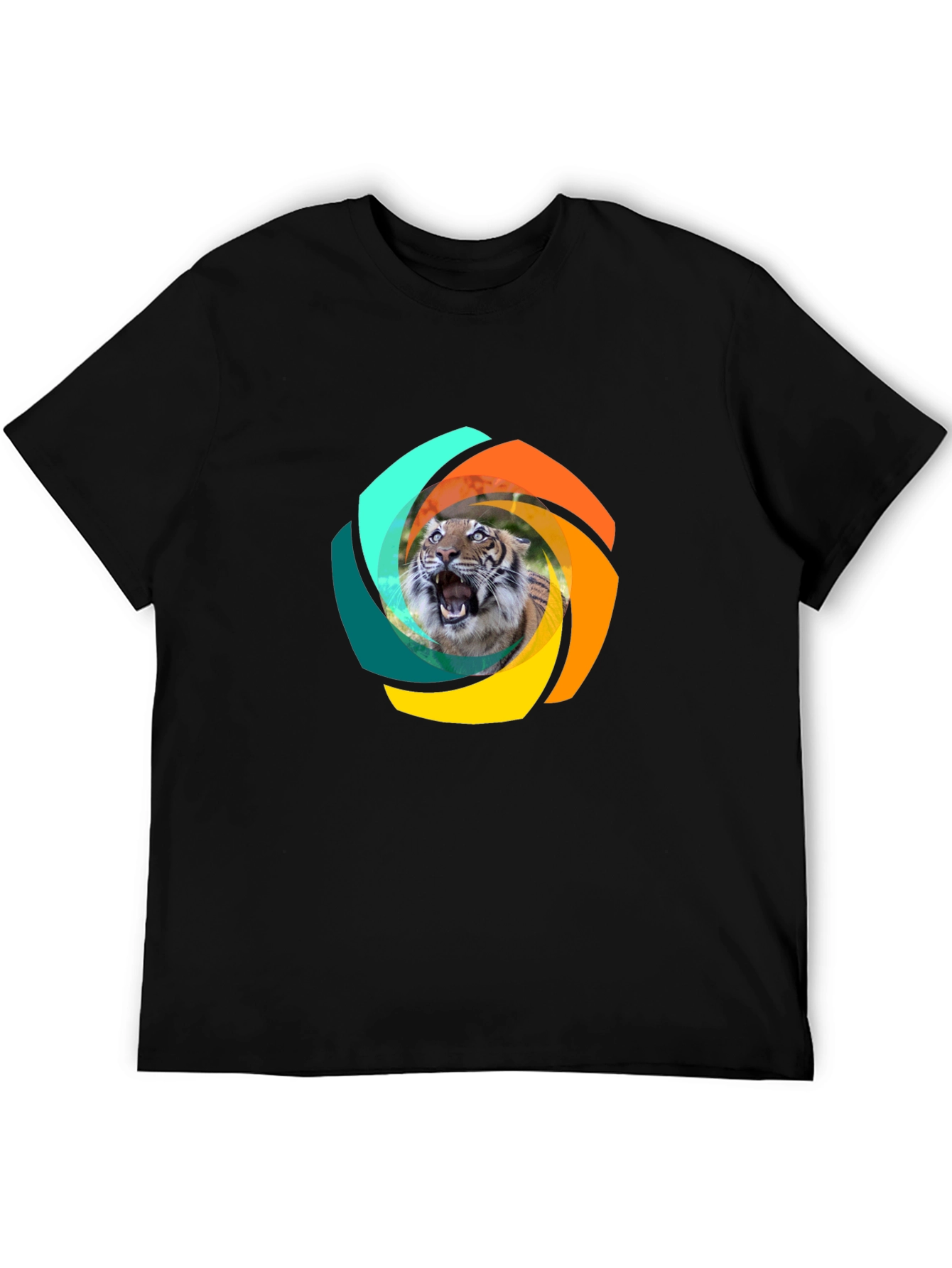 Tiger Swirl Graphic Black T-Shirt