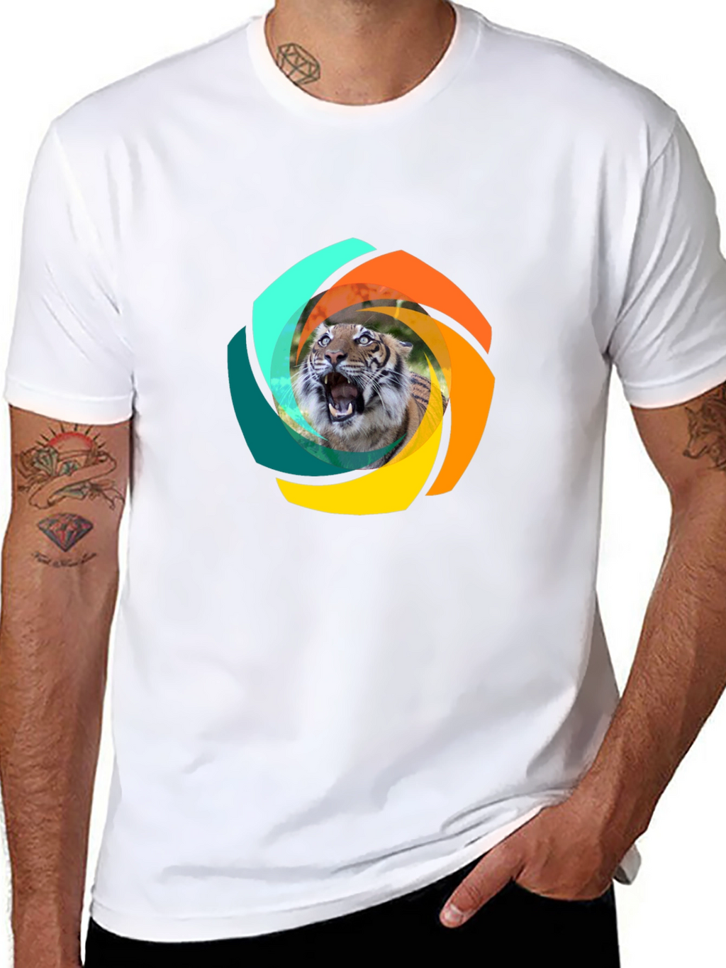Tiger Swirl Graphic Black T-Shirt