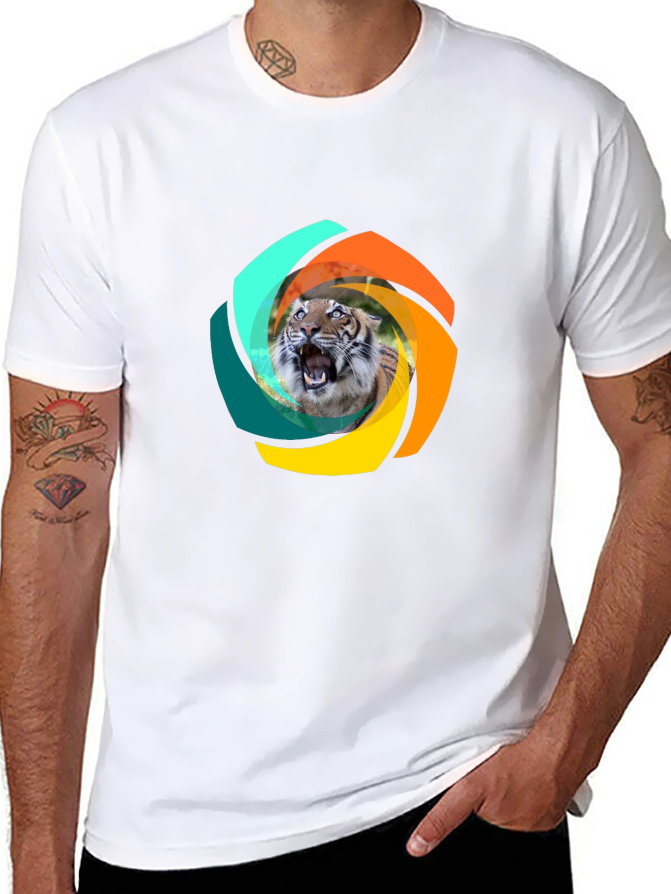 Tiger Swirl Graphic Black T-Shirt