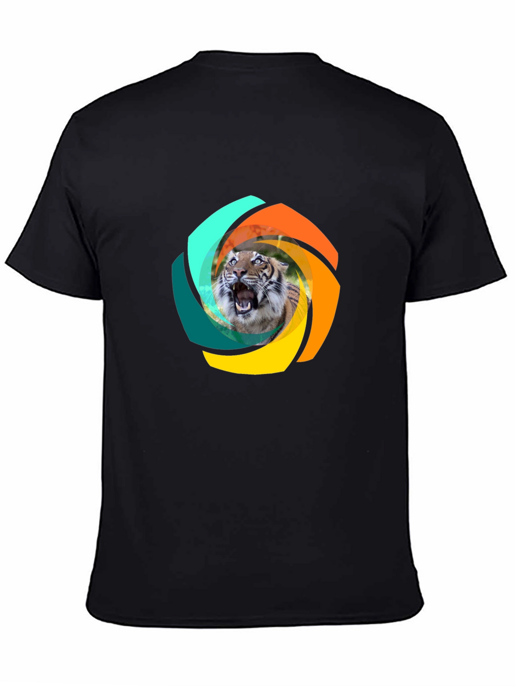 Tiger Swirl Graphic Black T-Shirt