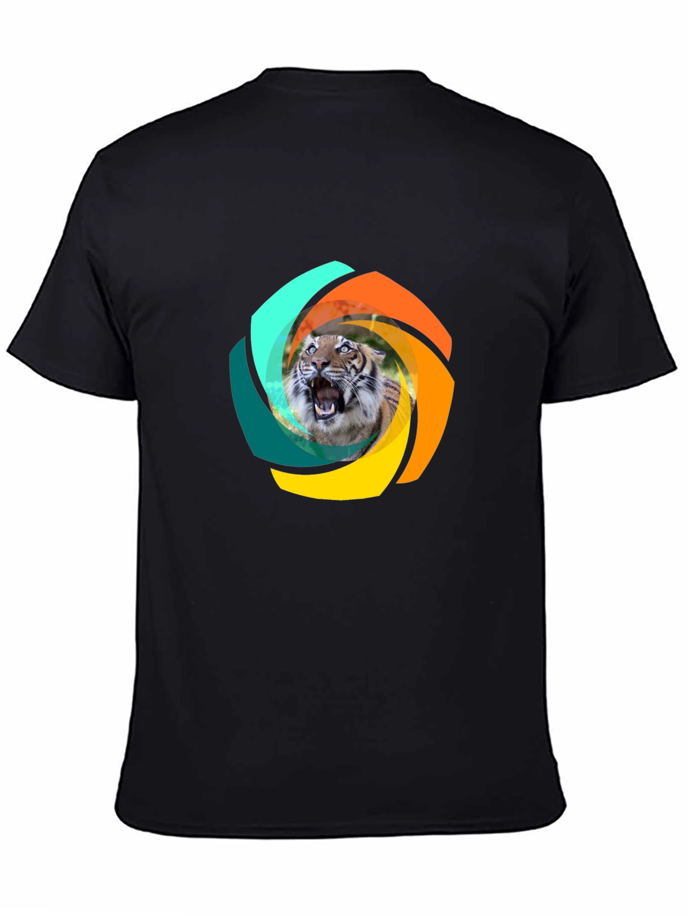 Tiger Swirl Graphic Black T-Shirt