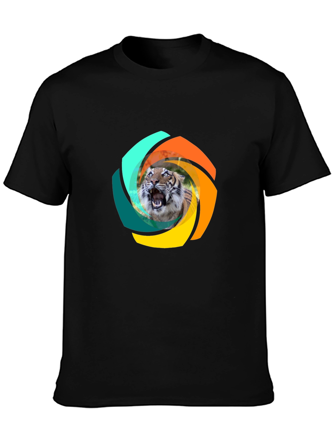 Tiger Swirl Graphic Black T-Shirt