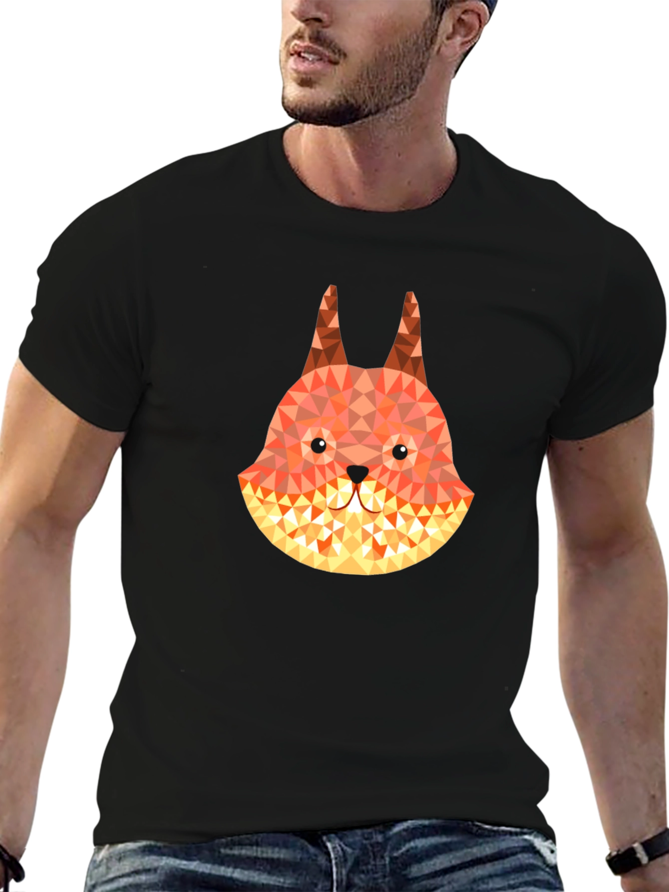 Geometric Fox Graphic Tee - Mens Black T-Shirt