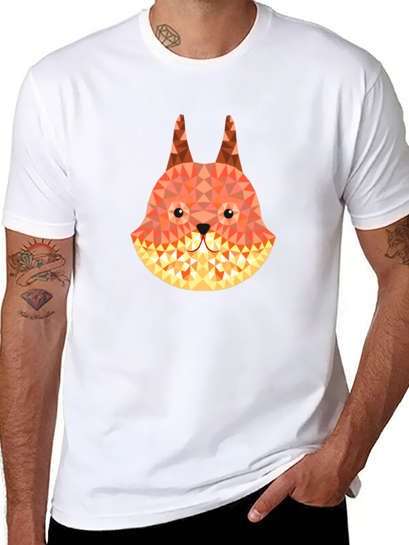 Geometric Fox Graphic Tee - Mens Black T-Shirt