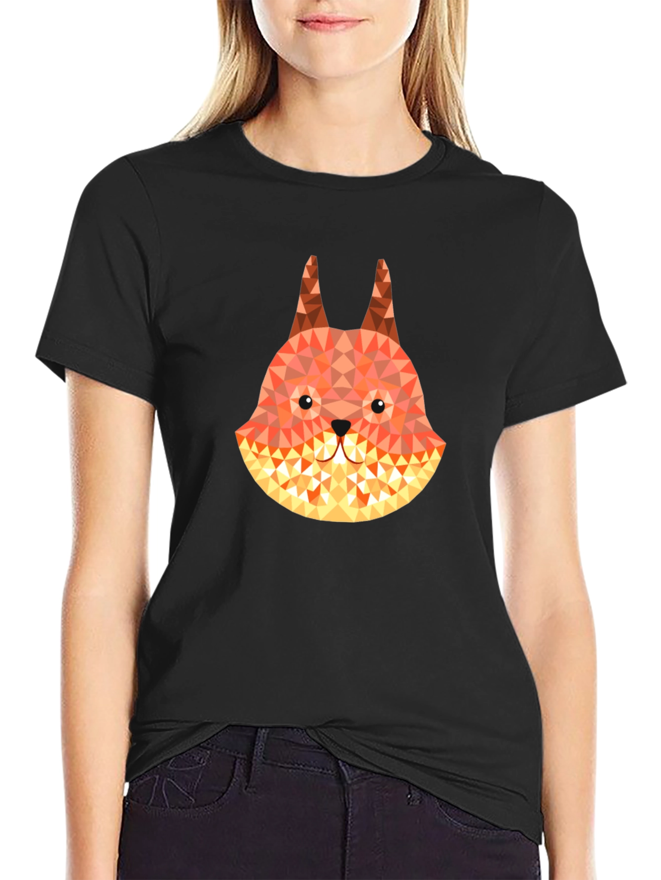 Geometric Fox Graphic Tee - Mens Black T-Shirt