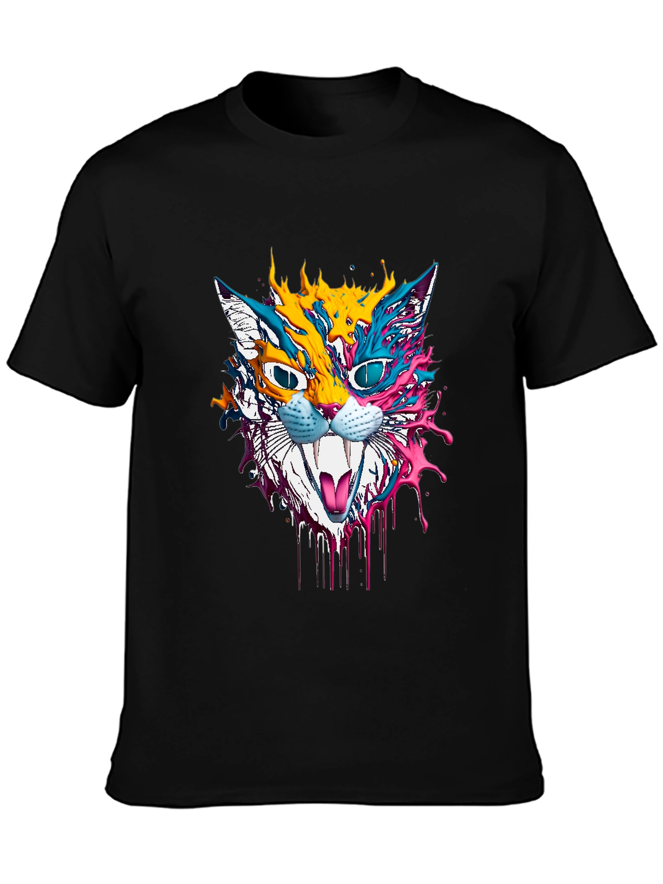 Psychedelic Cat Graphic T-Shirt - Unique Art Tee