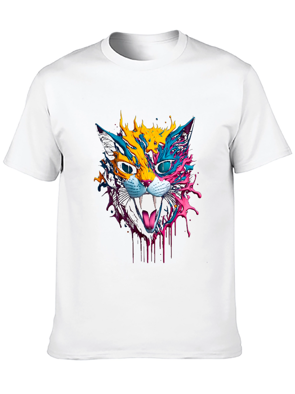 Psychedelic Cat Graphic T-Shirt - Unique Art Tee