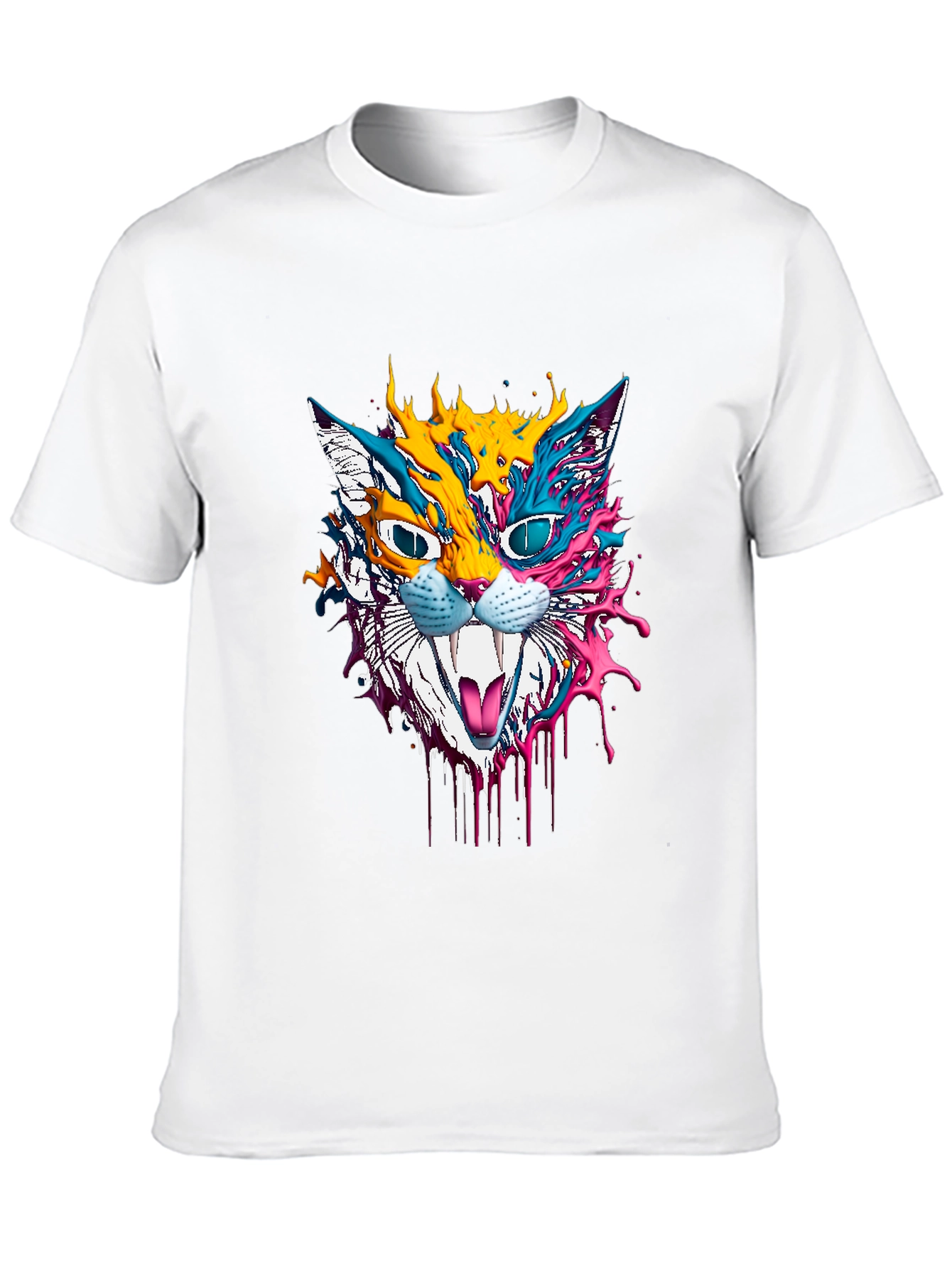 Psychedelic Cat Graphic T-Shirt - Unique Art Tee