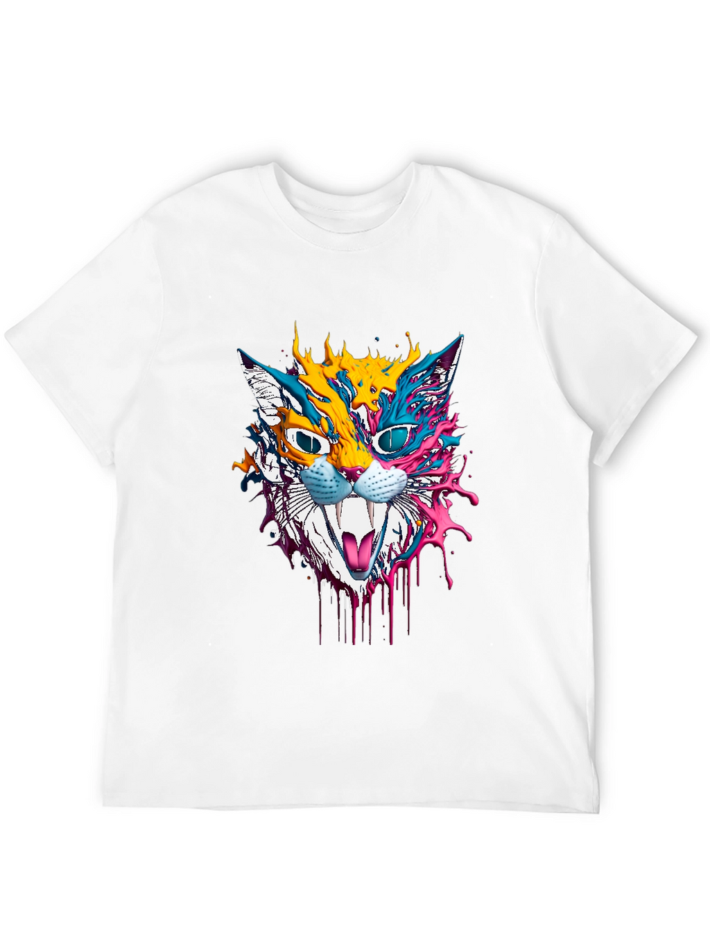 Psychedelic Cat Graphic T-Shirt - Unique Art Tee
