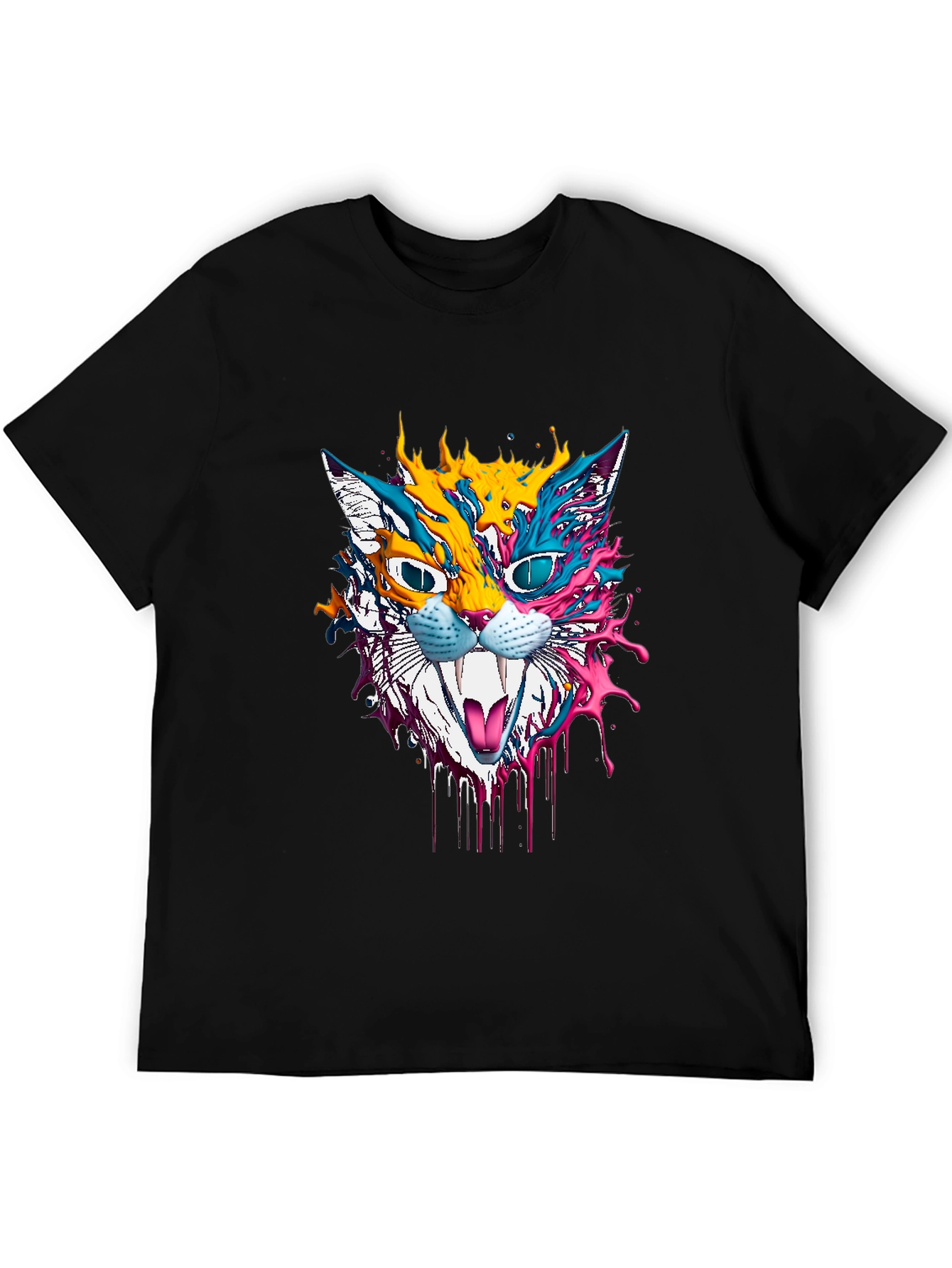 Psychedelic Cat Graphic T-Shirt - Unique Art Tee
