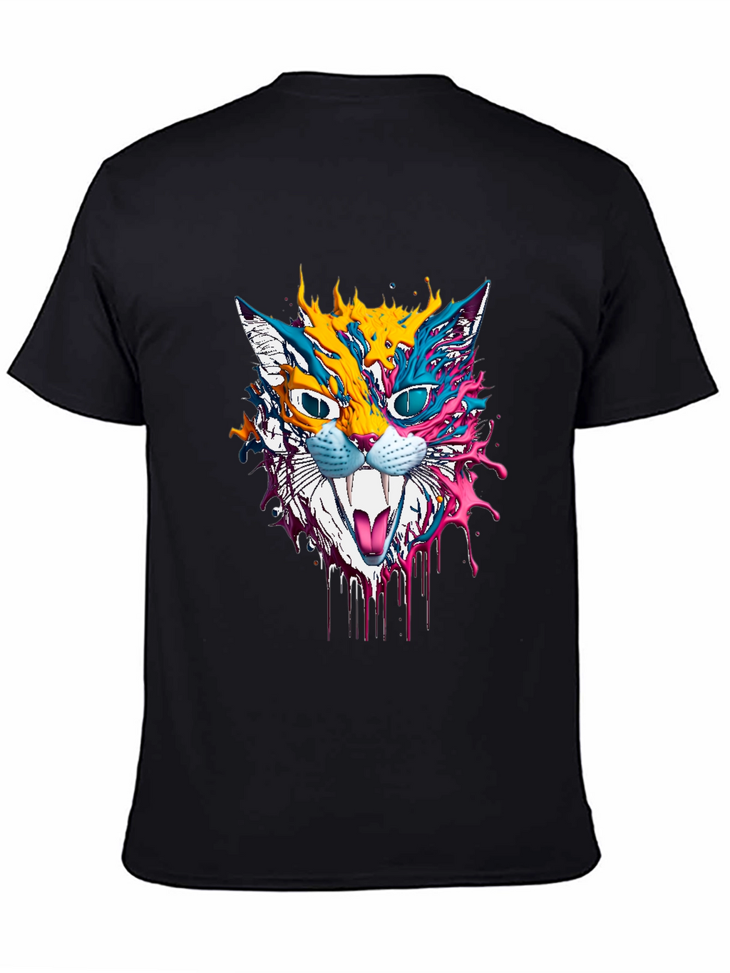 Psychedelic Cat Graphic T-Shirt - Unique Art Tee