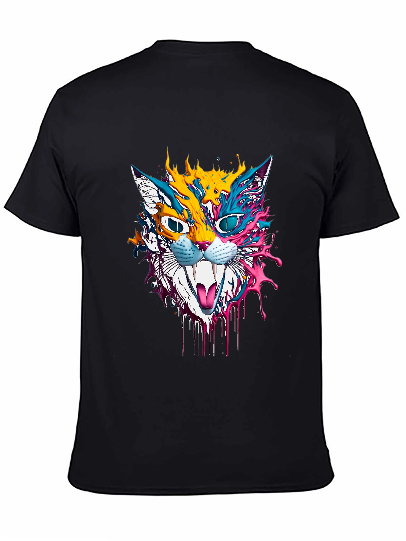 Psychedelic Cat Graphic T-Shirt - Unique Art Tee