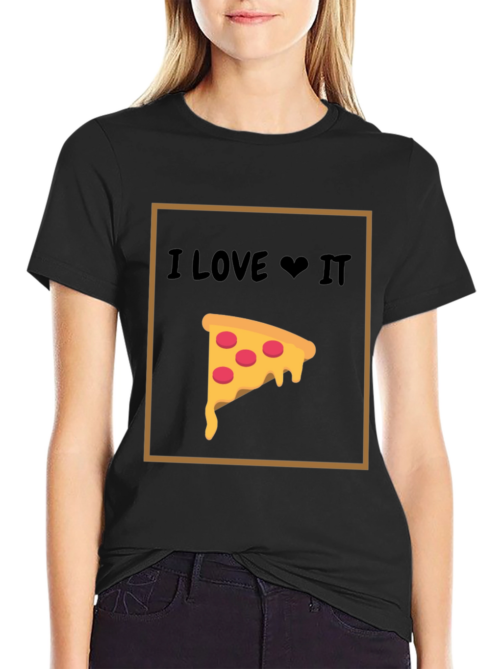 I Love Pizza T-Shirt - Black Cotton Graphic Tee