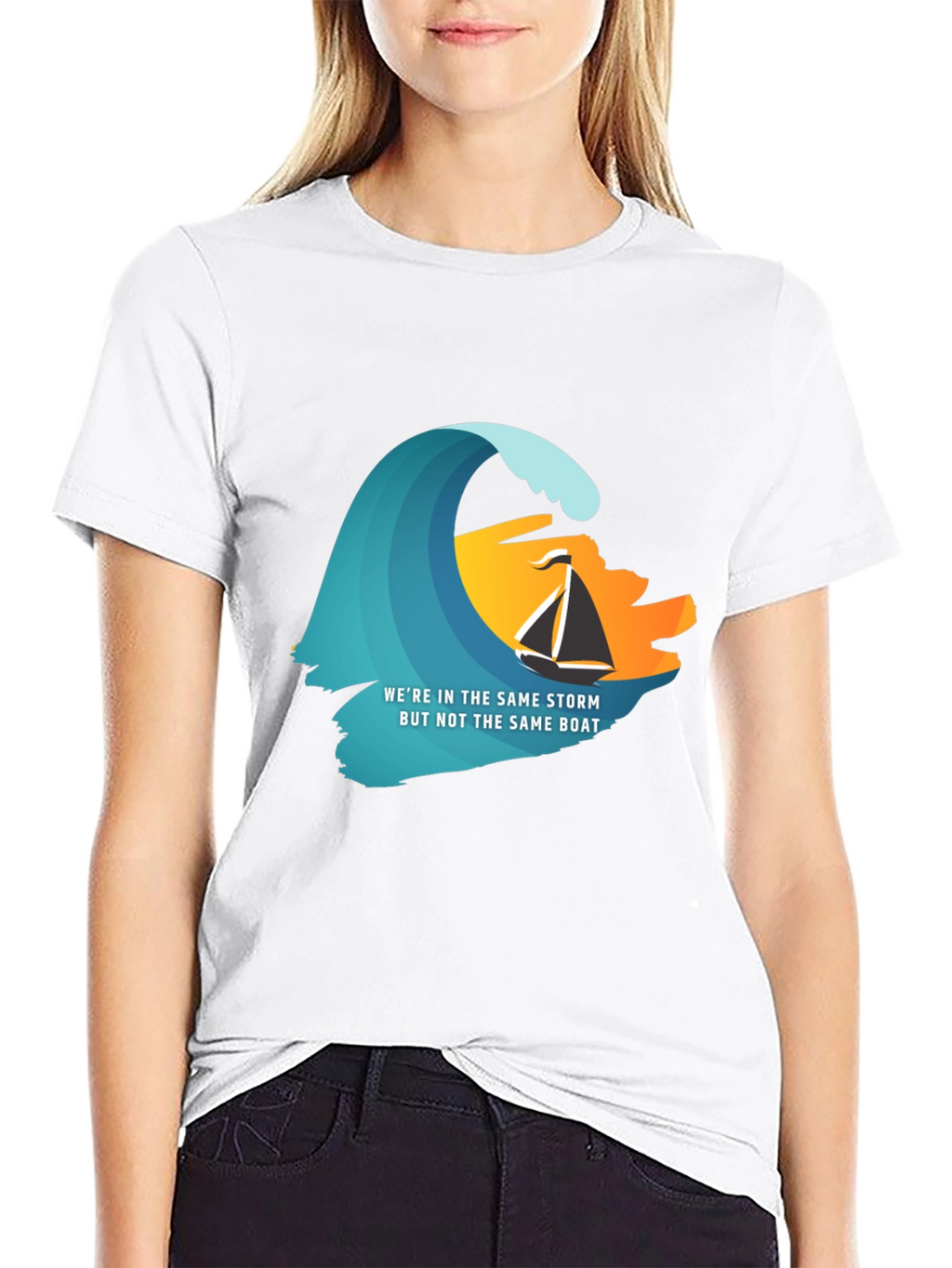 Same Storm Different Boat Graphic Tee - Black
