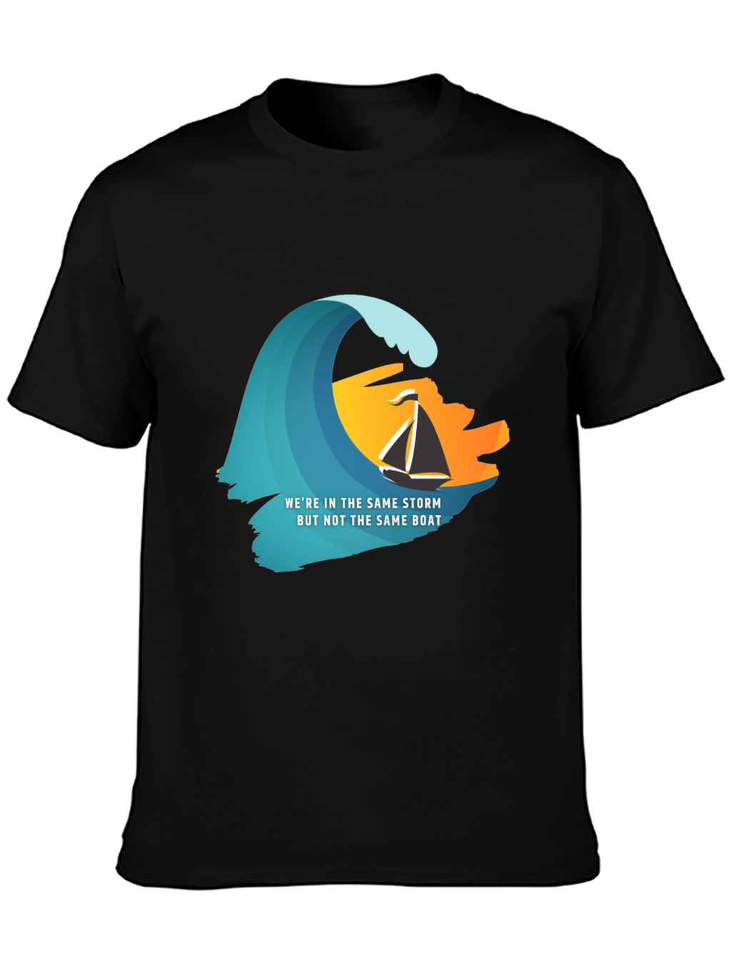 Same Storm Different Boat Graphic Tee - Black