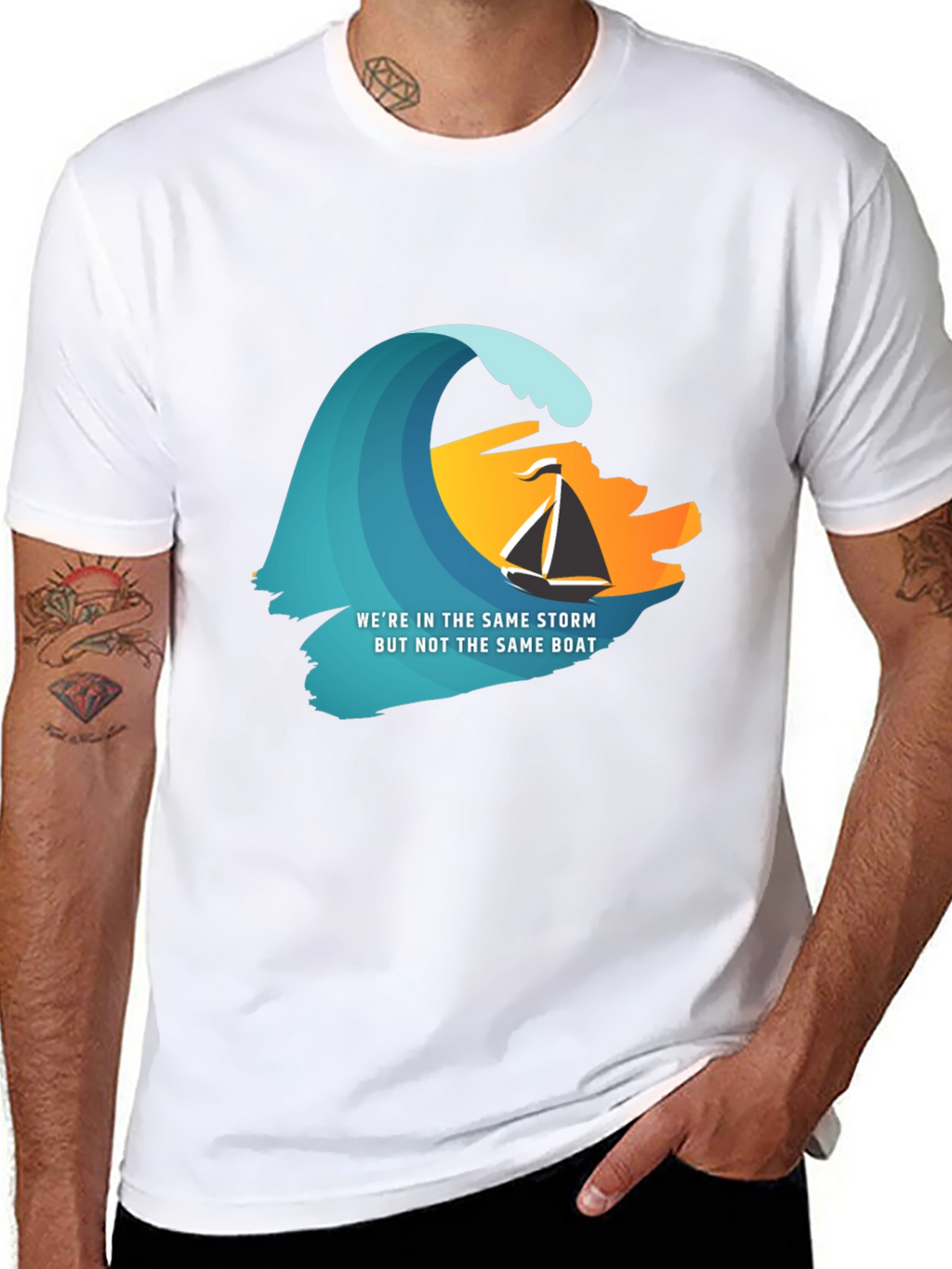 Same Storm Different Boat Graphic Tee - Black