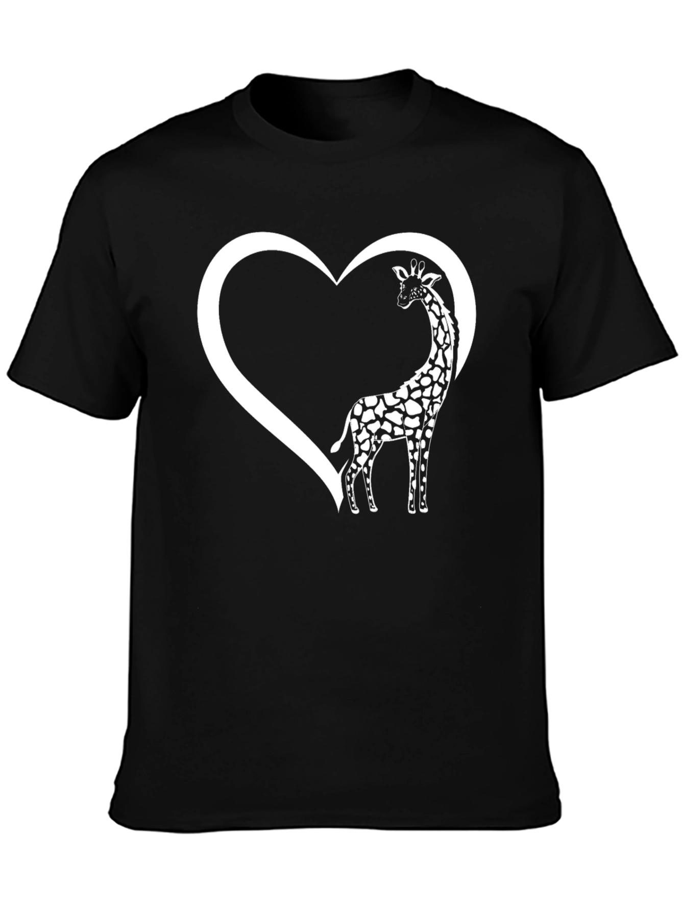 Giraffe Heart Graphic Tee - Black Cotton T-Shirt
