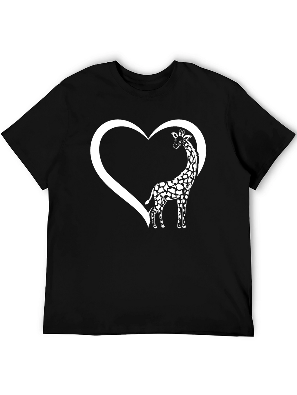 Giraffe Heart Graphic Tee - Black Cotton T-Shirt