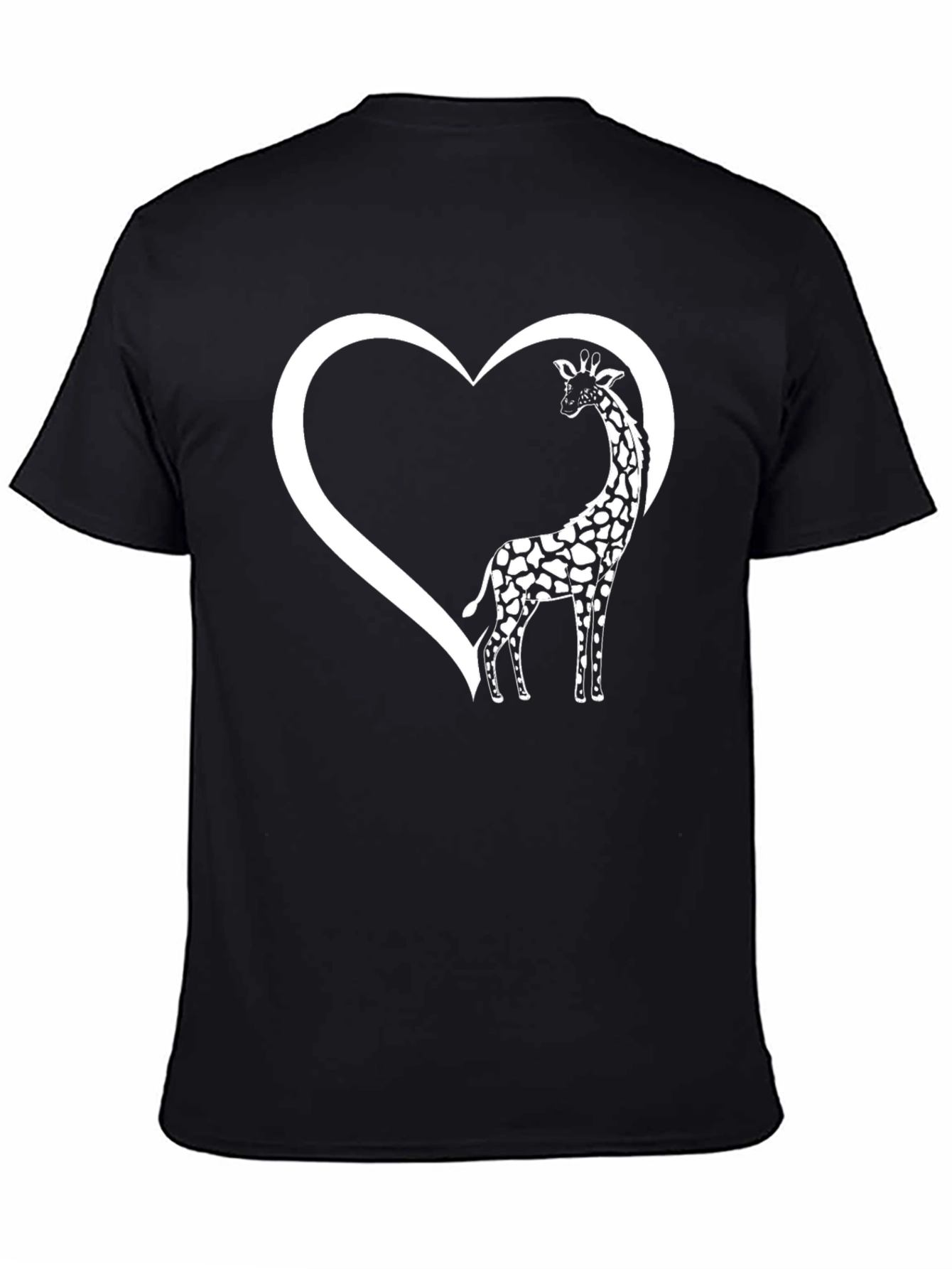 Giraffe Heart Graphic Tee - Black Cotton T-Shirt