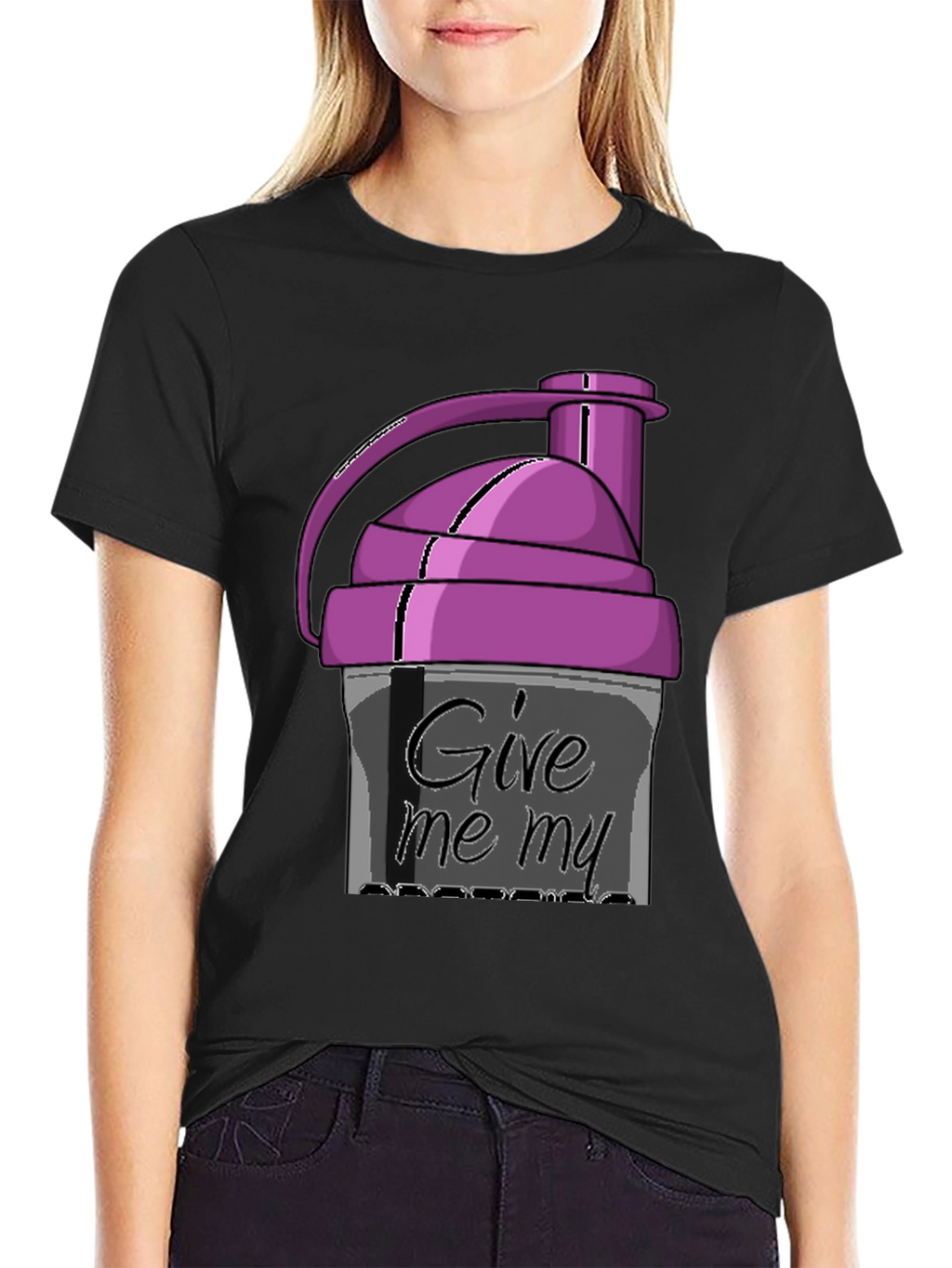 Give Me My Protein Shaker Black T-Shirt