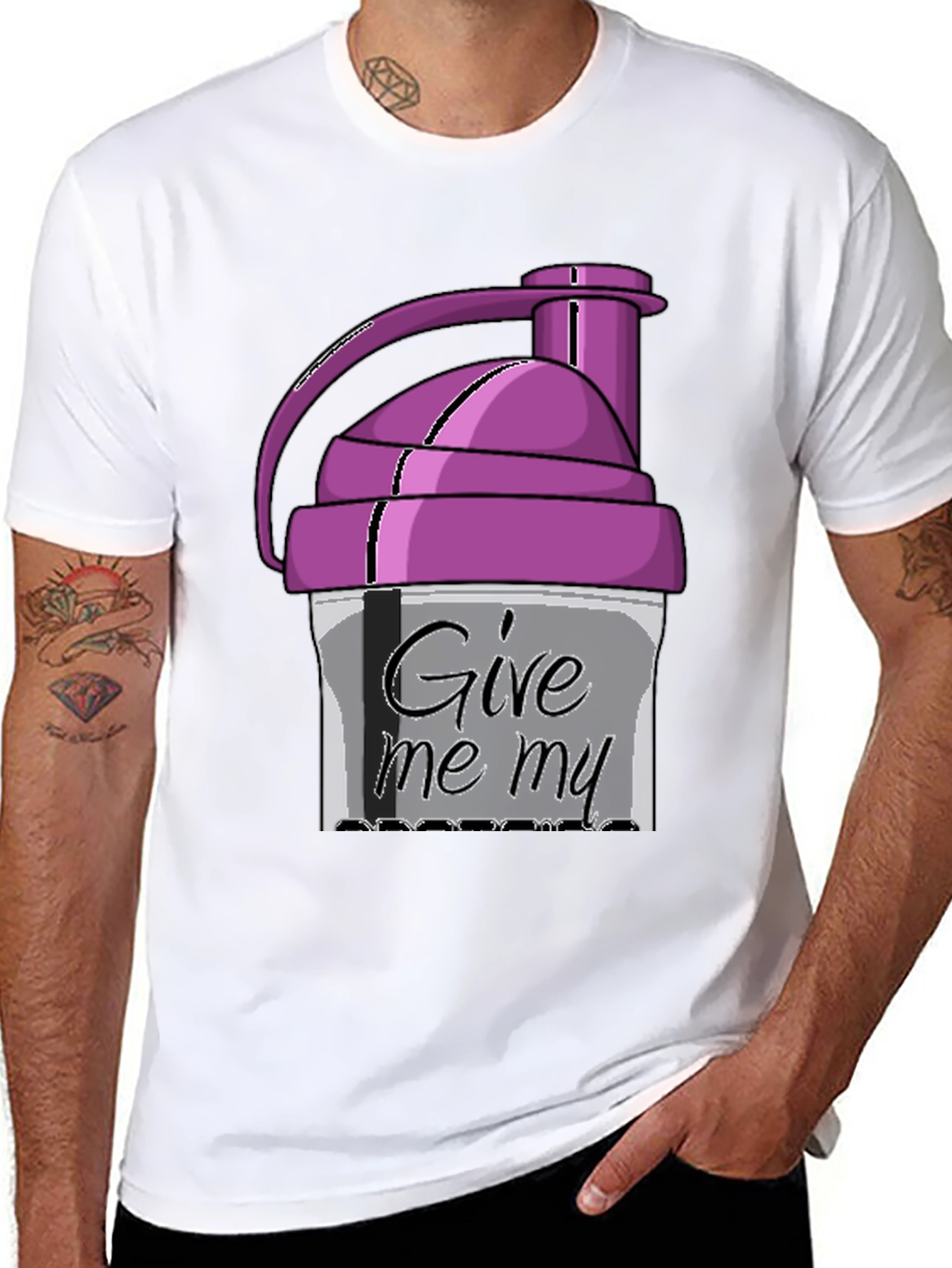 Give Me My Protein Shaker Black T-Shirt