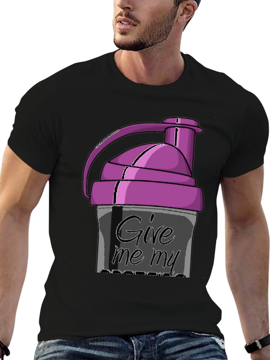 Give Me My Protein Shaker Black T-Shirt