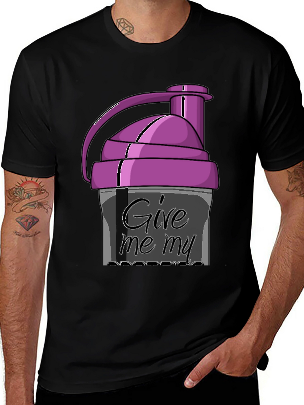 Give Me My Protein Shaker Black T-Shirt