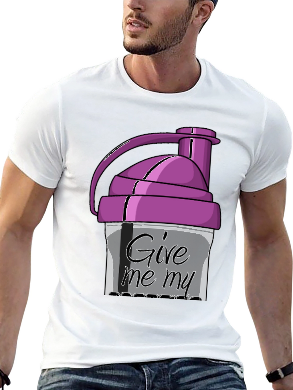 Give Me My Protein Shaker Black T-Shirt