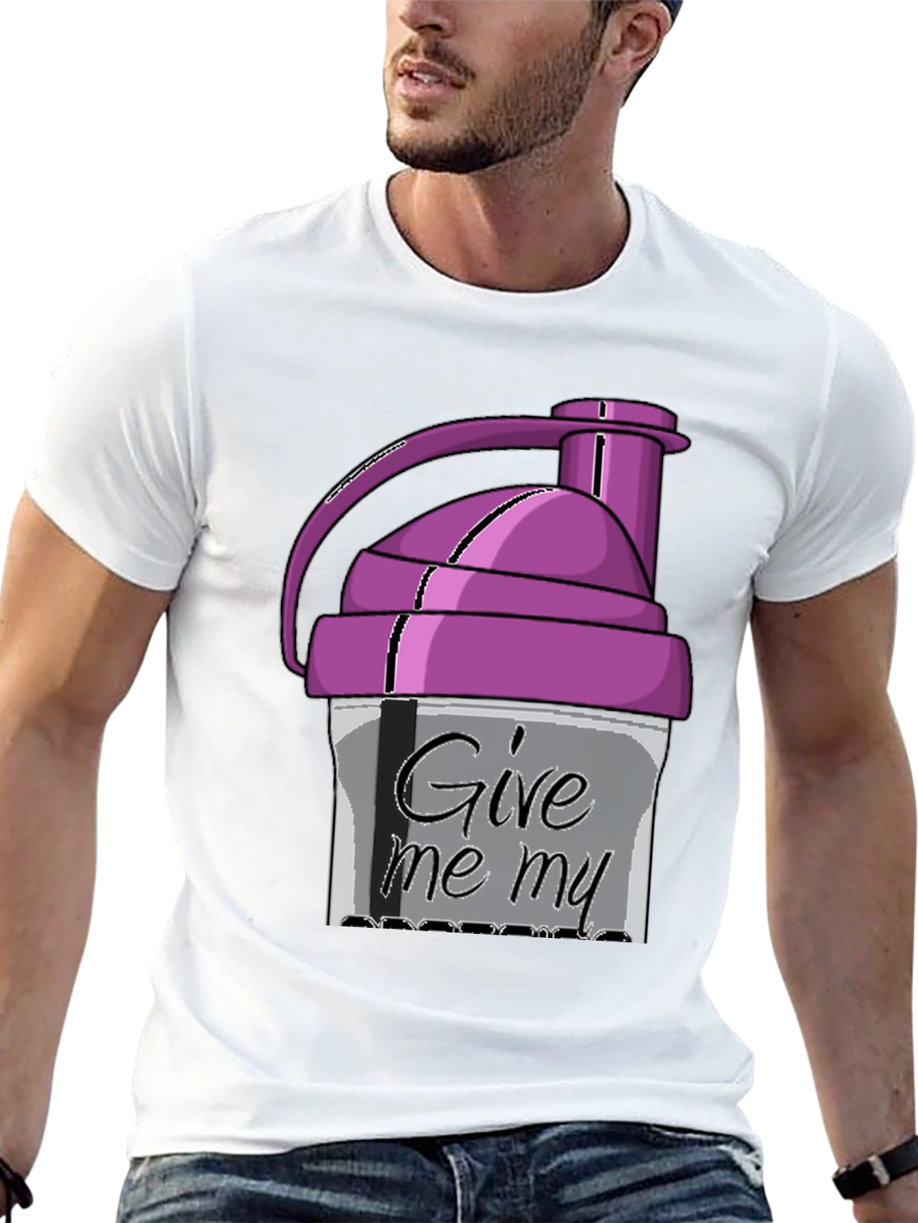 Give Me My Protein Shaker Black T-Shirt