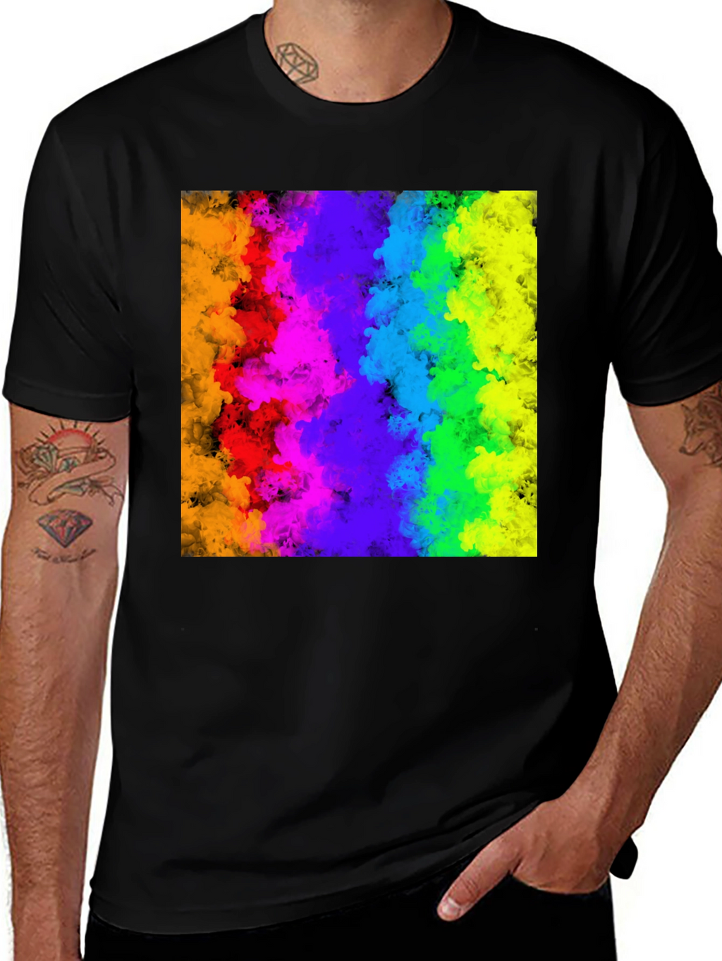 Rainbow Cloud Graphic Black T-Shirt