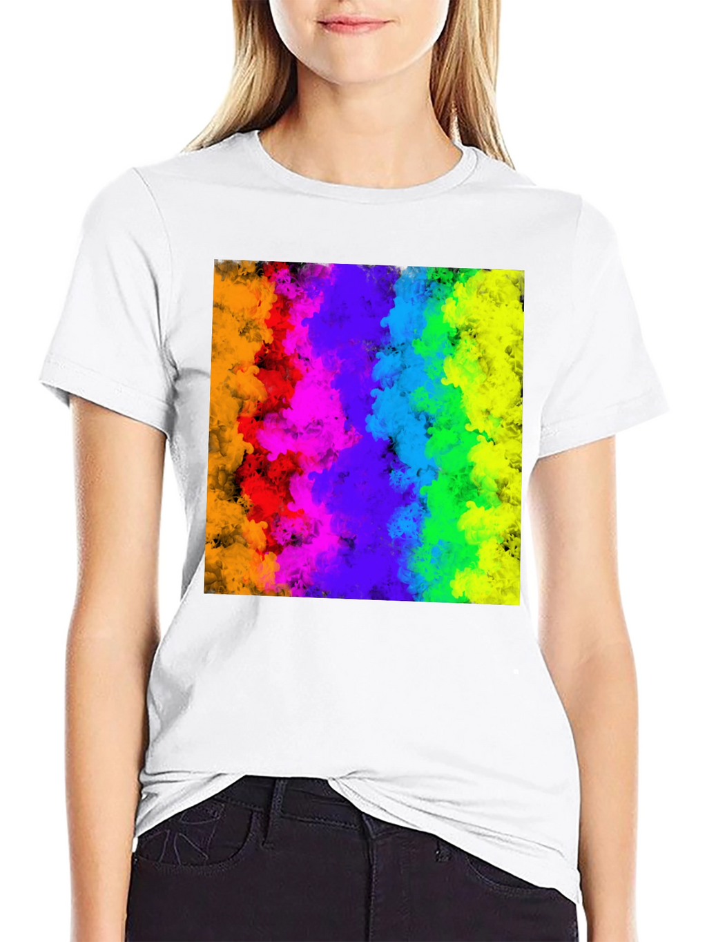 Rainbow Cloud Graphic Black T-Shirt