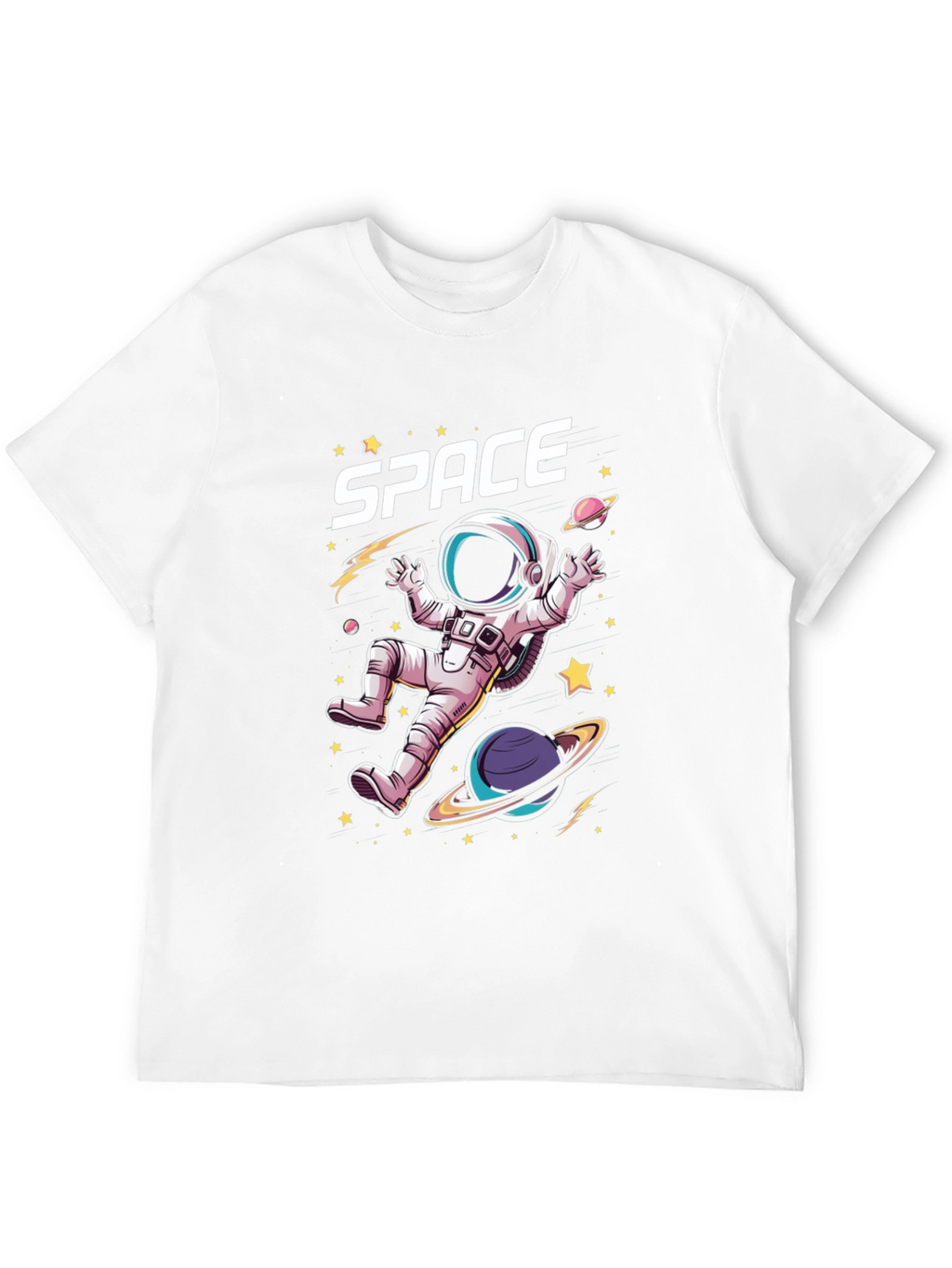Space Astronaut Graphic T-Shirt - Black Cotton Tee