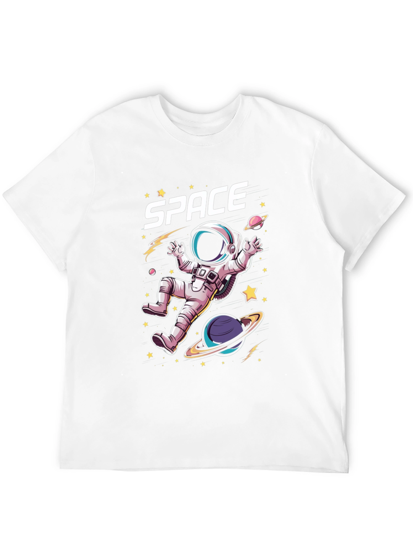 Space Astronaut Graphic T-Shirt - Black Cotton Tee
