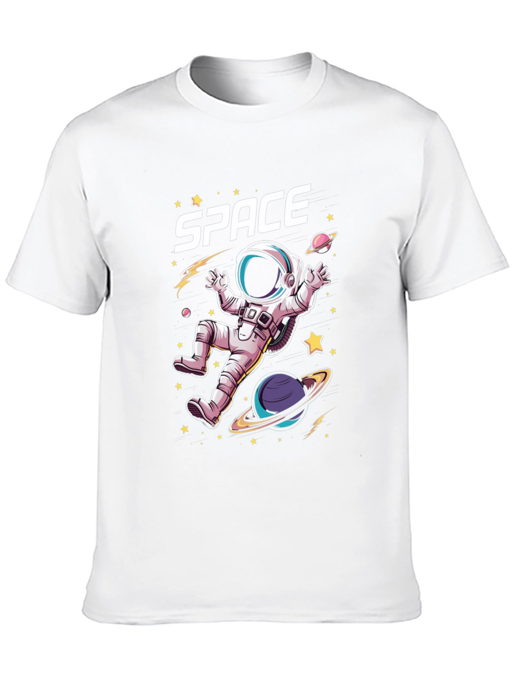 Space Astronaut Graphic T-Shirt - Black Cotton Tee