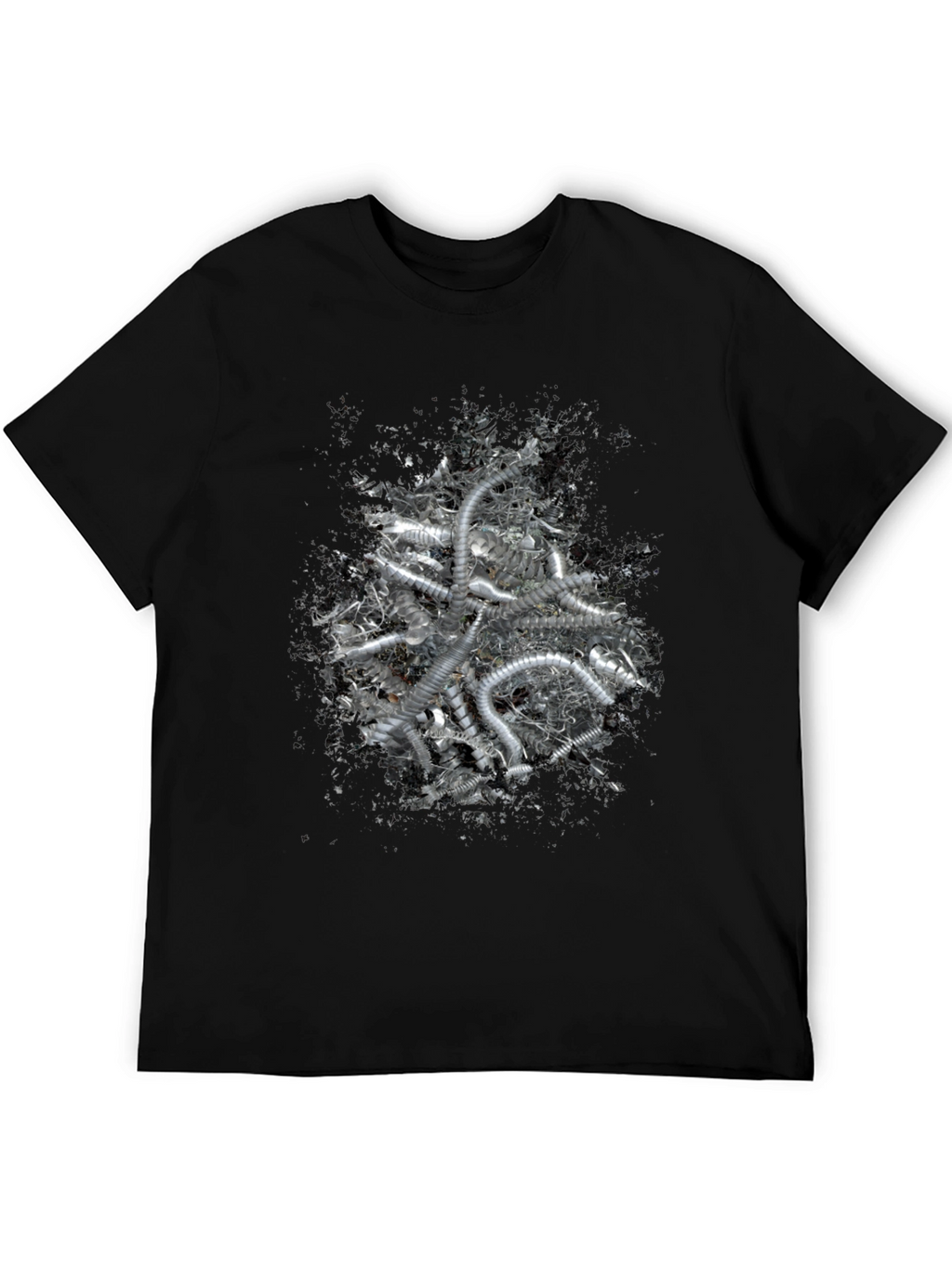 Abstract Silver Tube Design Black T-Shirt