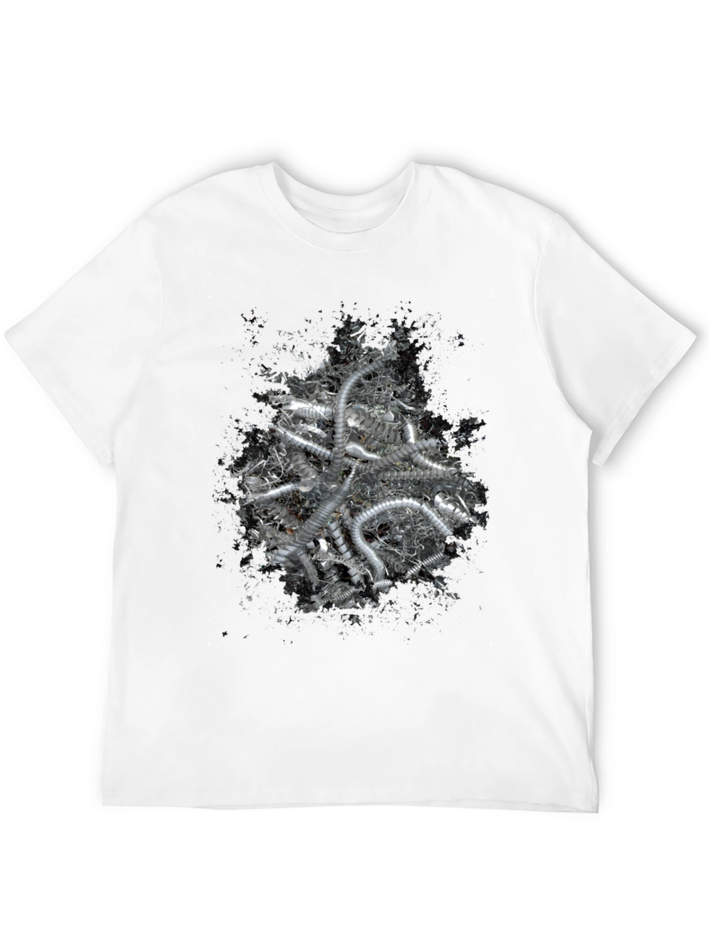 Abstract Silver Tube Design Black T-Shirt