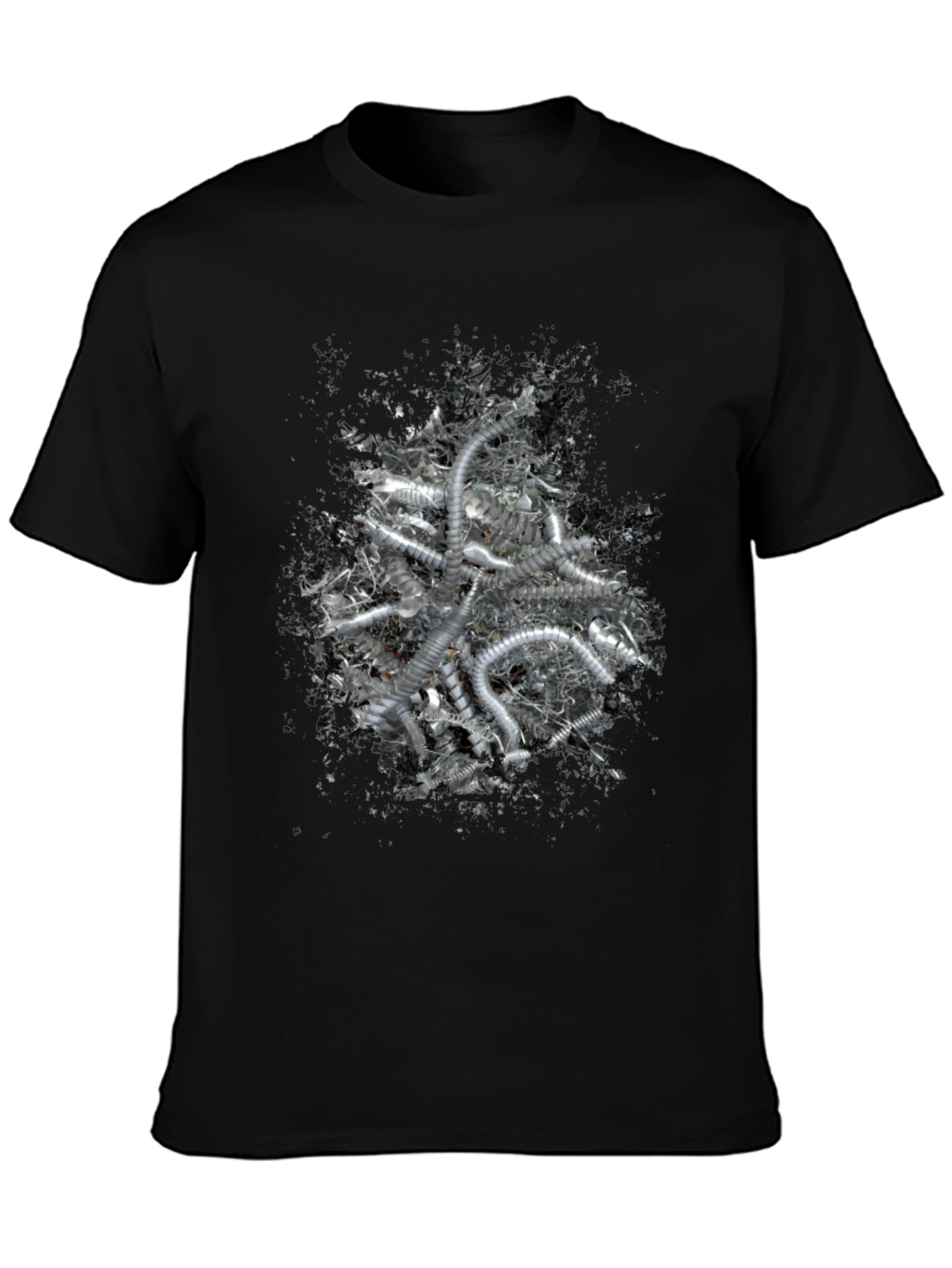Abstract Silver Tube Design Black T-Shirt