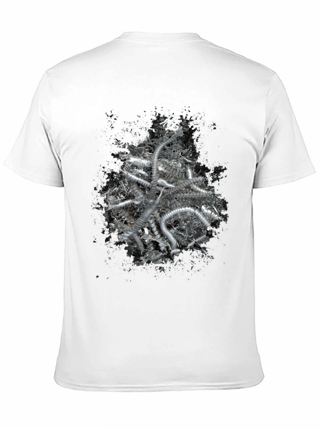 Abstract Silver Tube Design Black T-Shirt