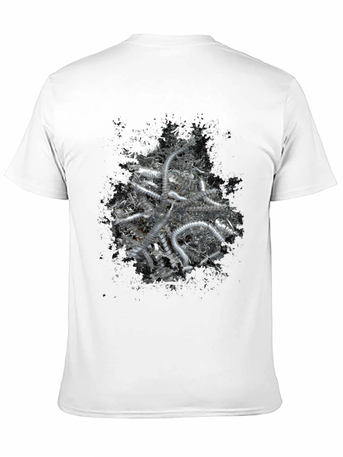Abstract Silver Tube Design Black T-Shirt