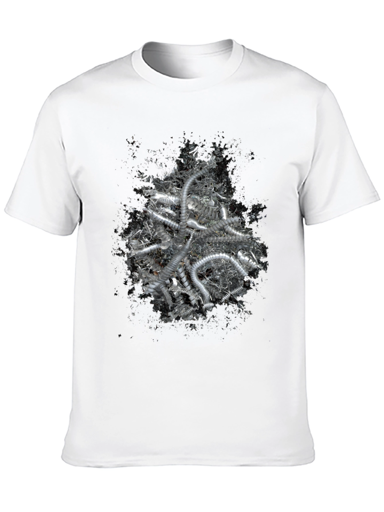 Abstract Silver Tube Design Black T-Shirt