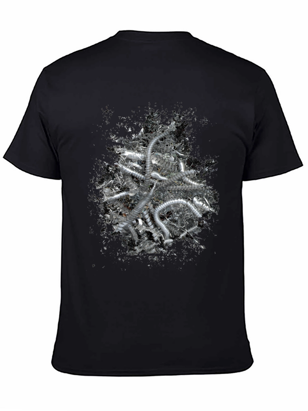 Abstract Silver Tube Design Black T-Shirt