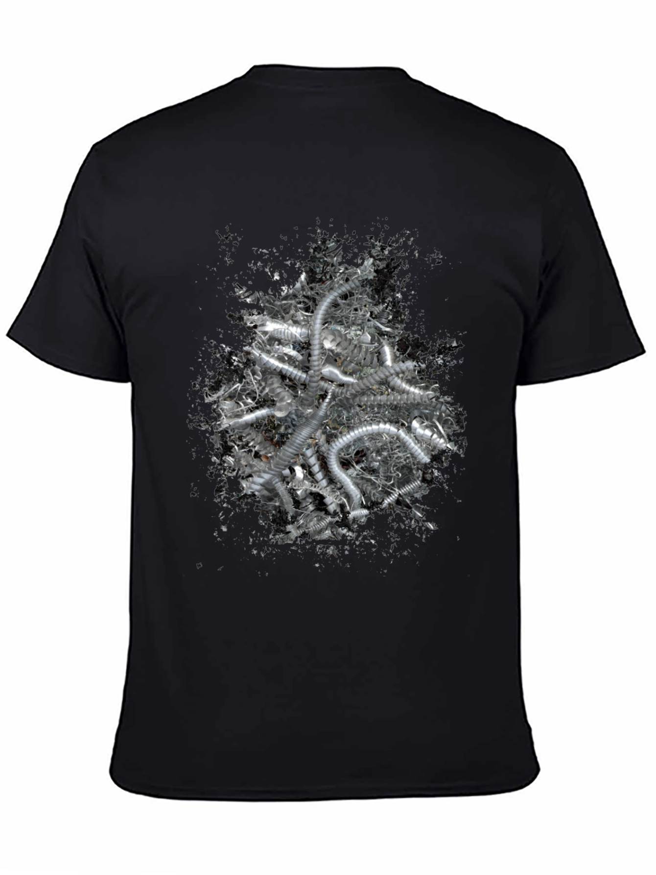 Abstract Silver Tube Design Black T-Shirt