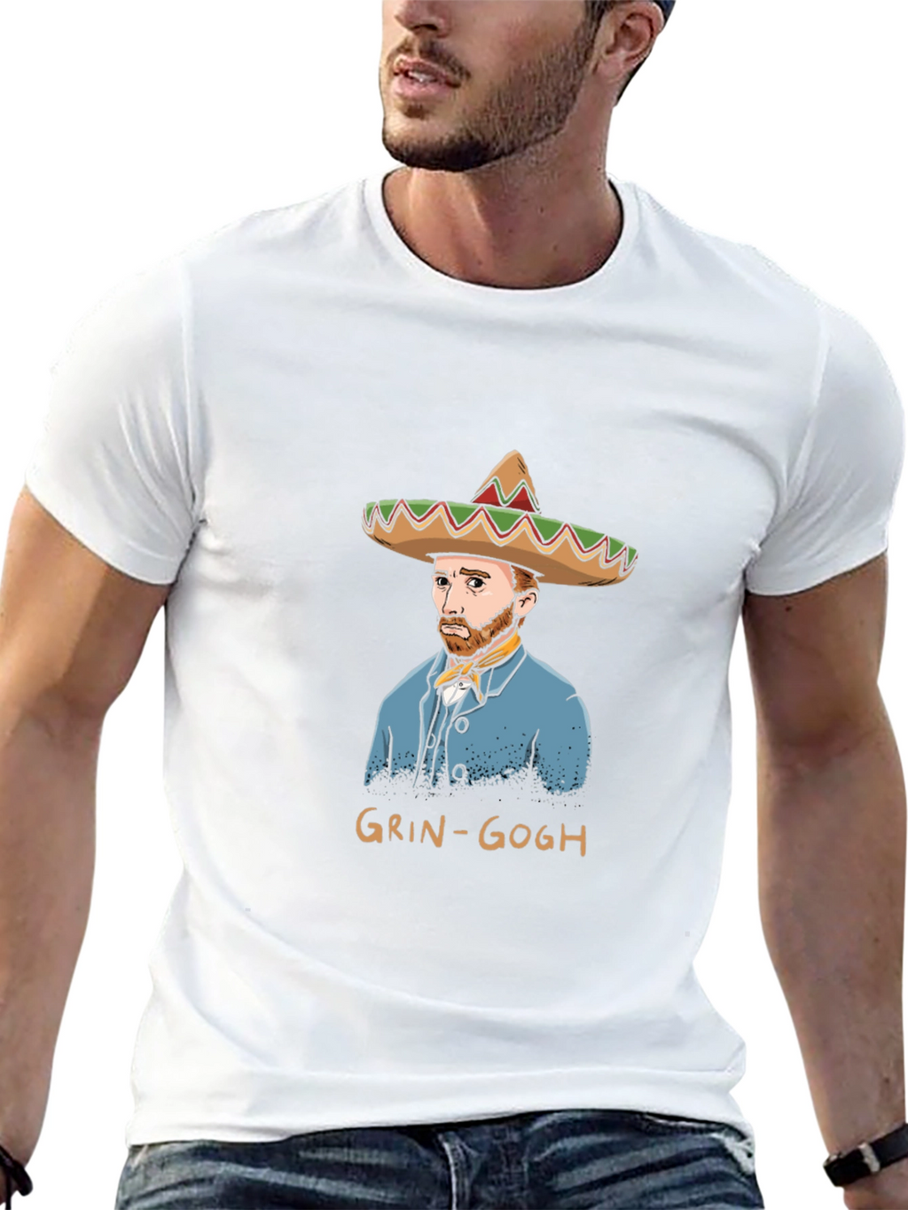 Grin-Gogh Black T-Shirt - Art Humor