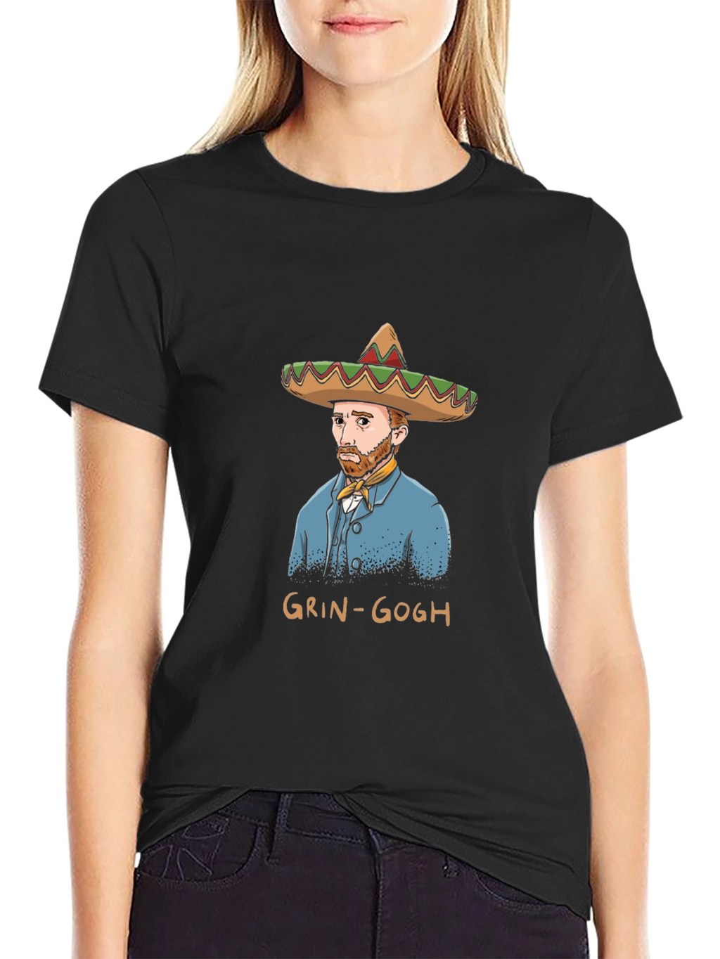 Grin-Gogh Black T-Shirt - Art Humor