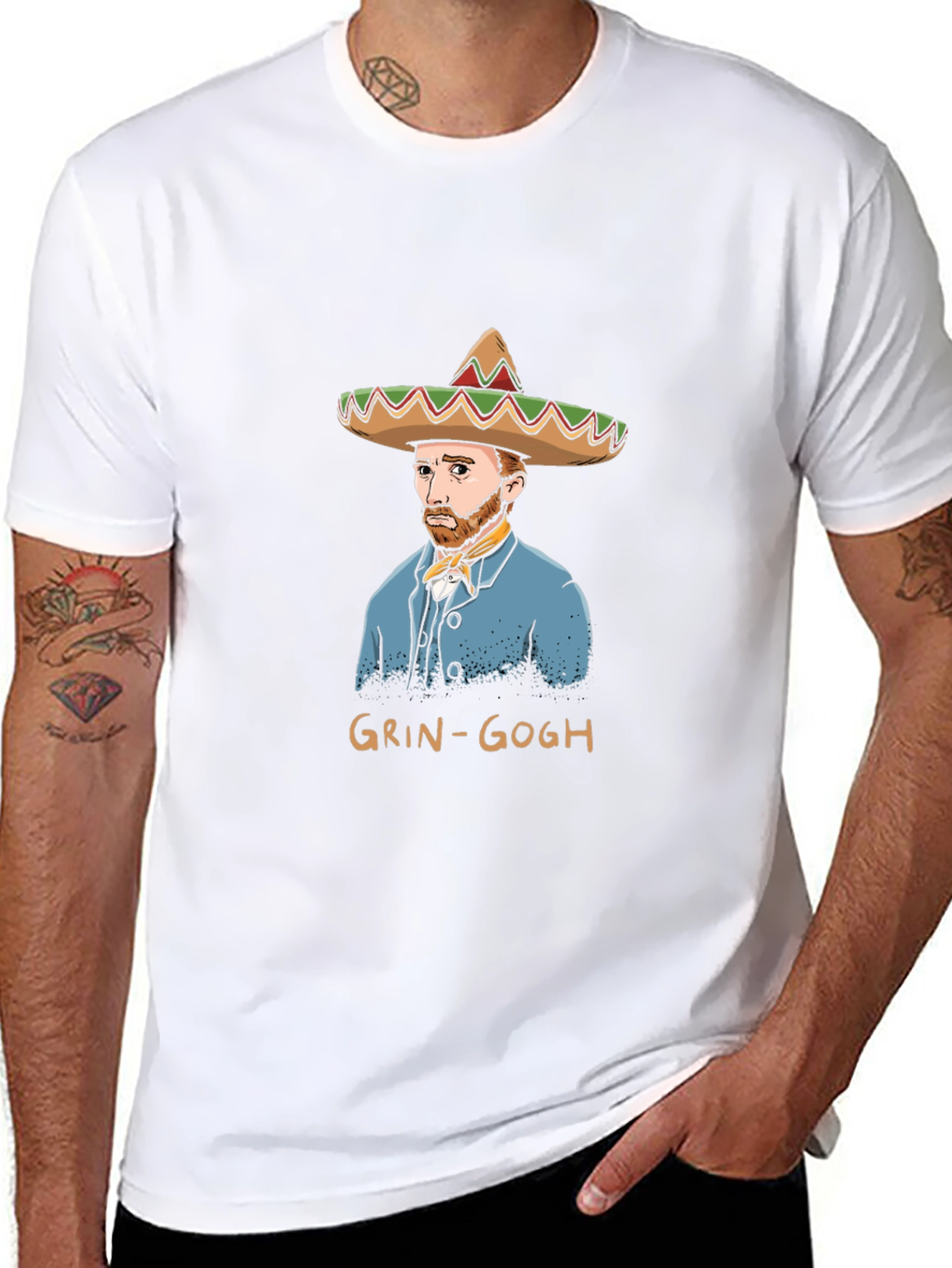 Grin-Gogh Black T-Shirt - Art Humor