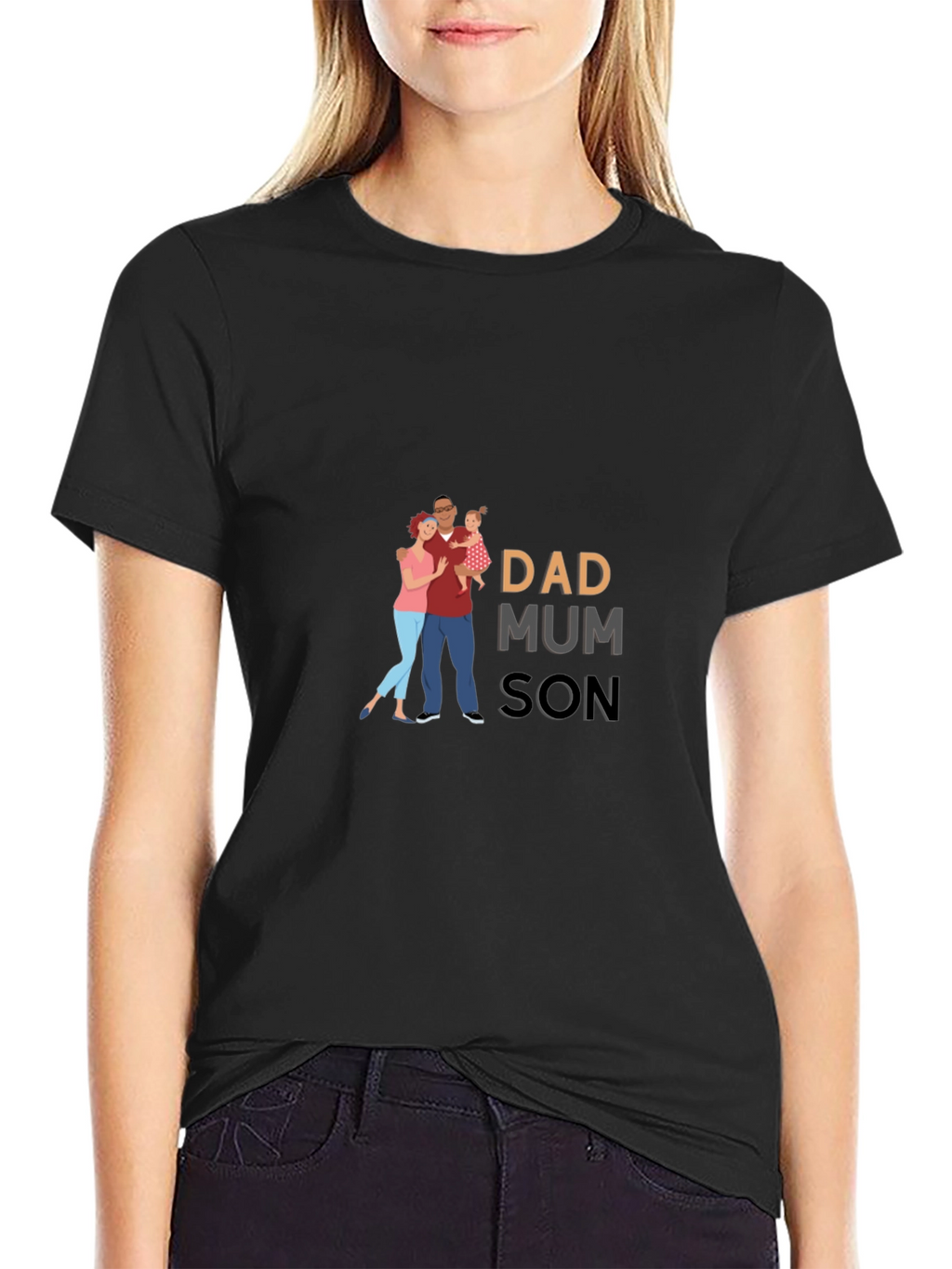 Dad Mum Son Family Graphic T-Shirt