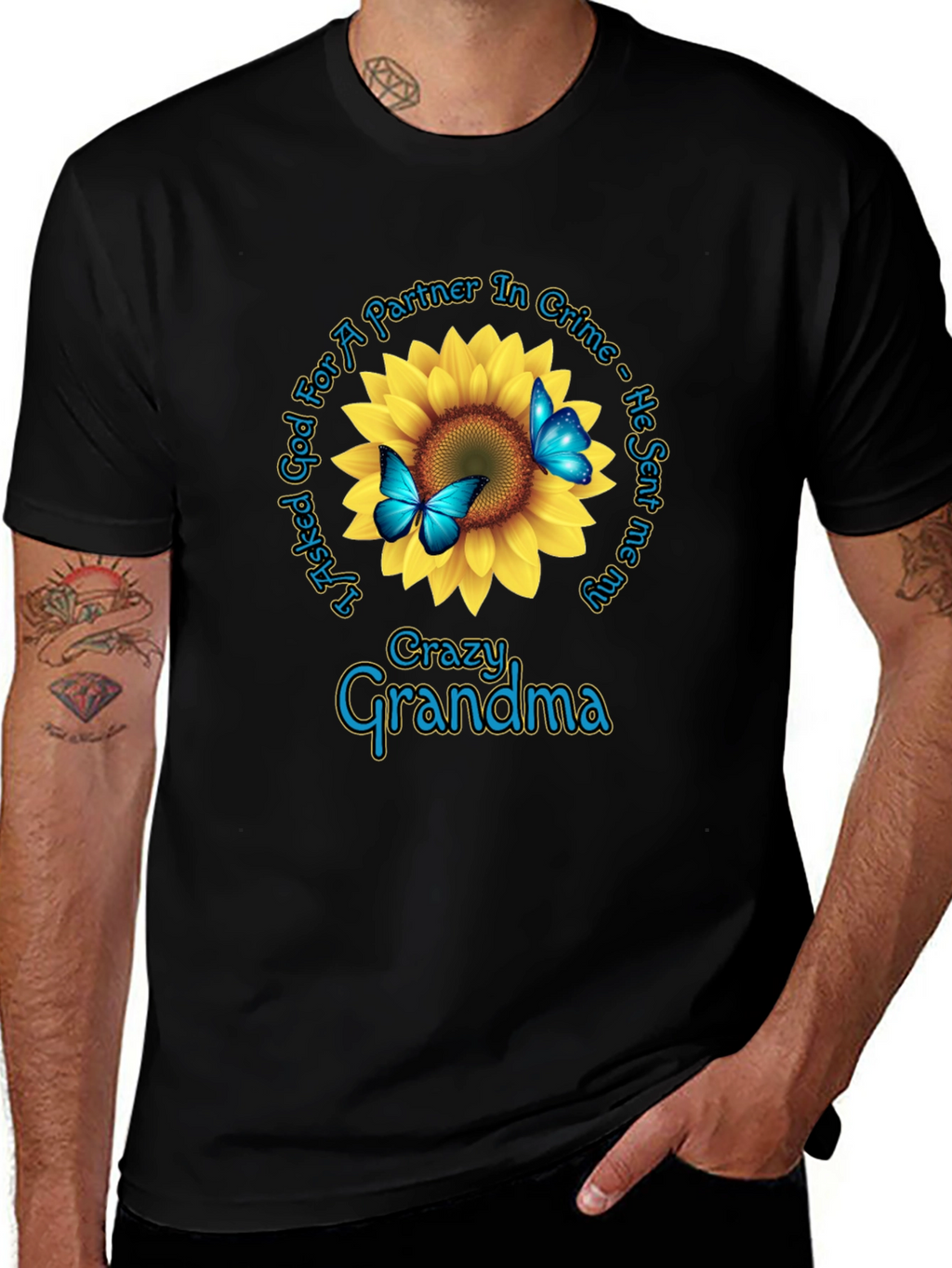 Crazy Grandma Sunflower Graphic Tee