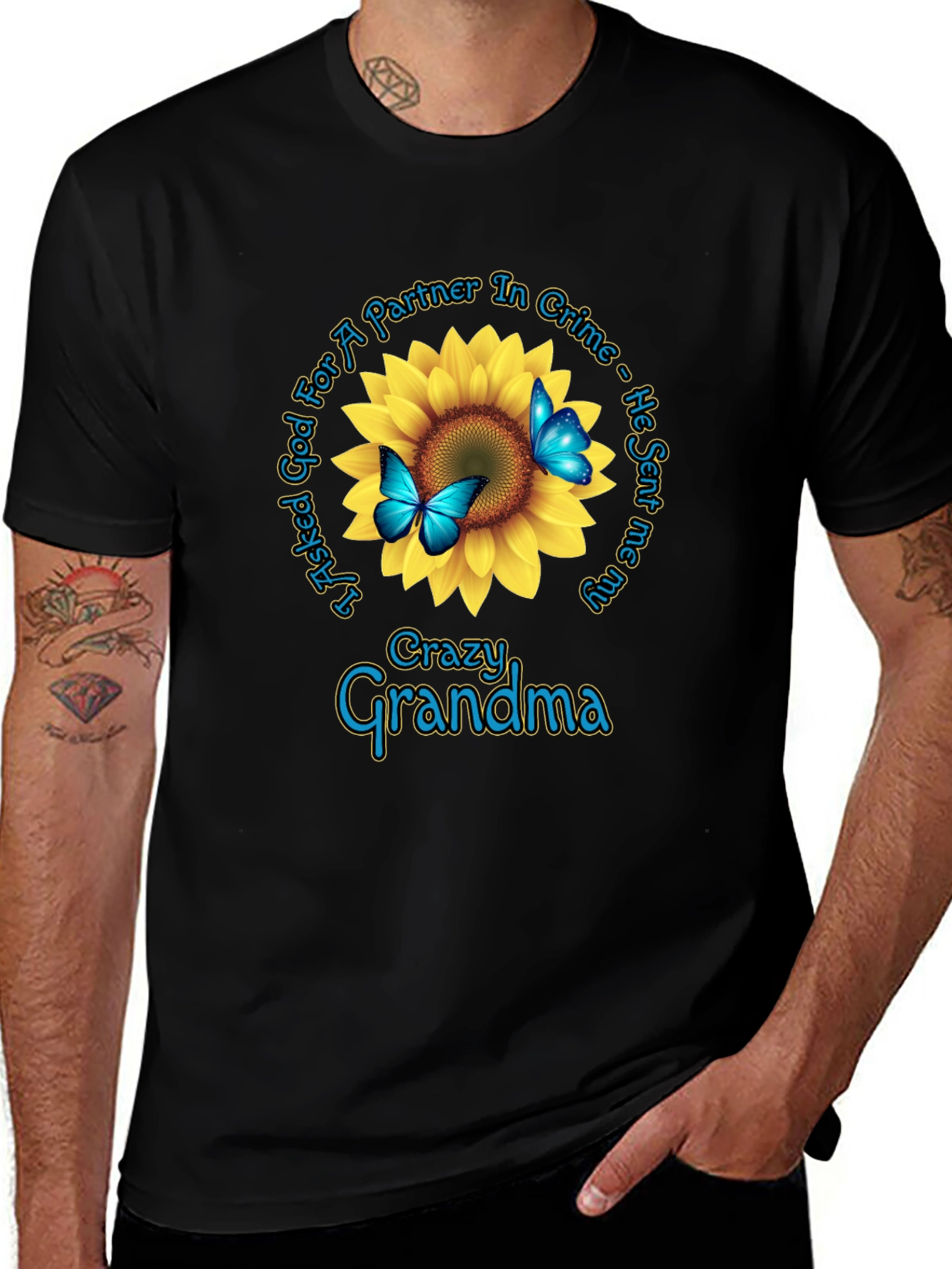 Crazy Grandma Sunflower Graphic Tee
